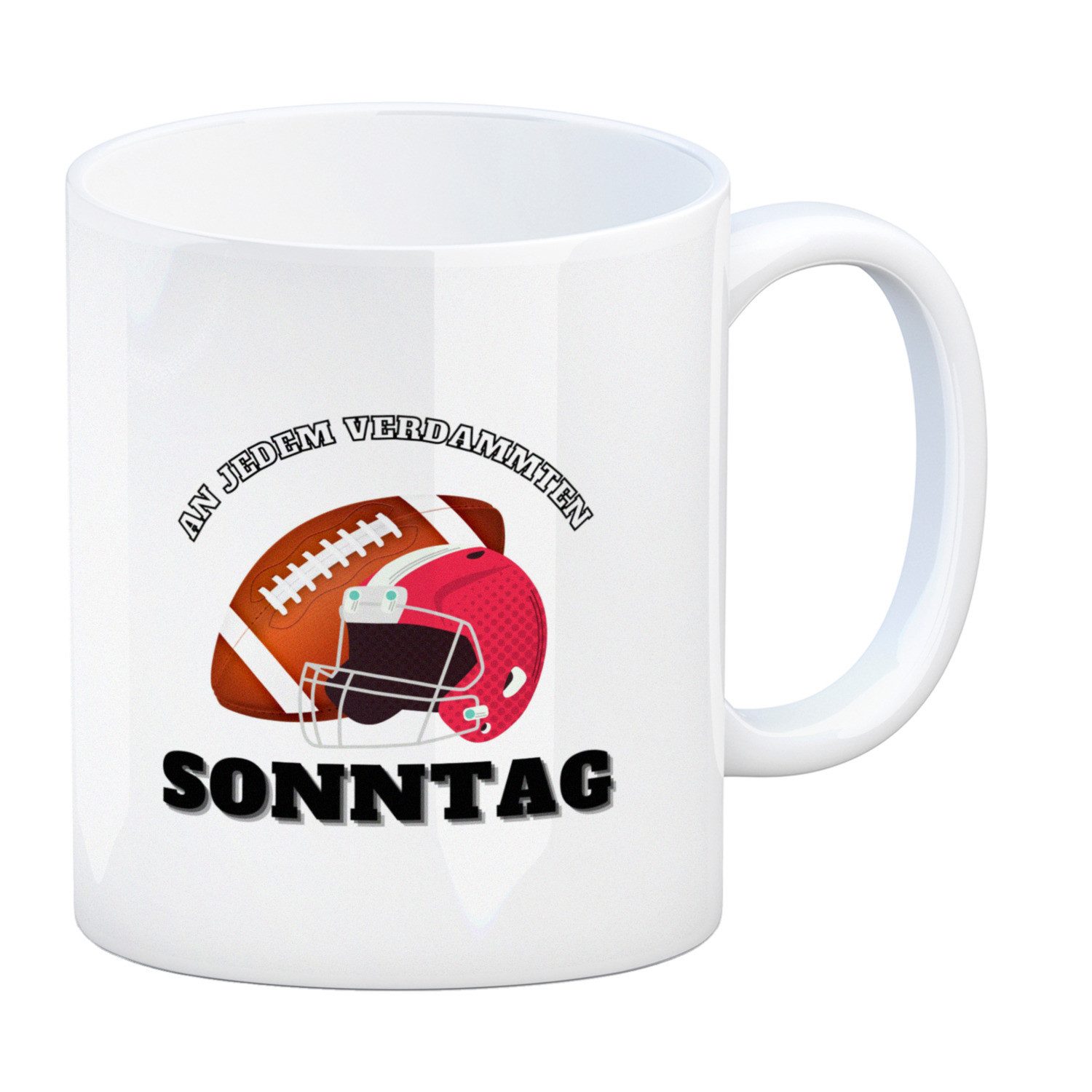 speecheese Tasse American Football Kaffeebecher mit Spruch An jedem verdammten Sonntag