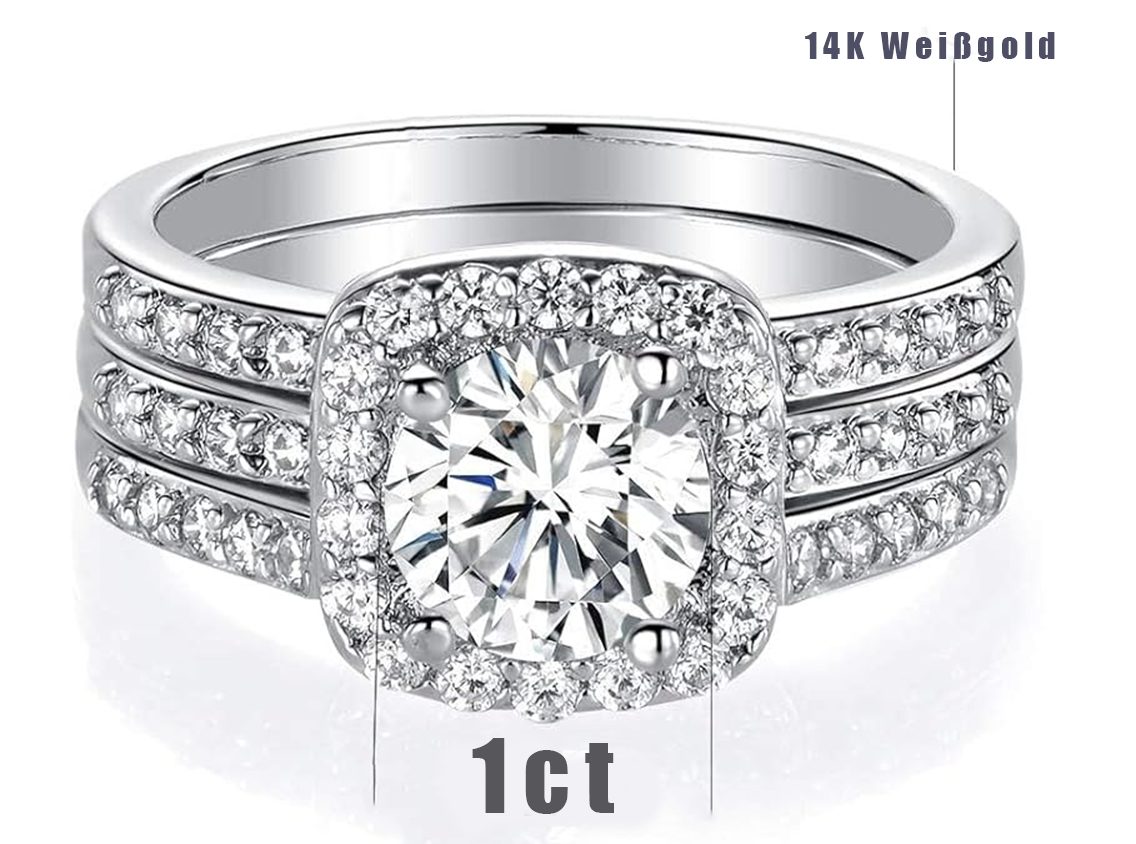 Jumpeak Diamantring 14K Gold,Ringe Damen Brilliant,Lab Grown Diamant Ring,Trauring,Diamond, 1ct D VS1 3EX,Verlobungsring,Diamant Ring Damen,Geschenk für Frau