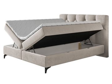 MIRJAN24 Boxspringbett Infinity (mit 2 Bettkästen, Gasdruckfedern, Bonellfederkernmatratzen + Topper), Kopfteil gesteppt und gepolstert