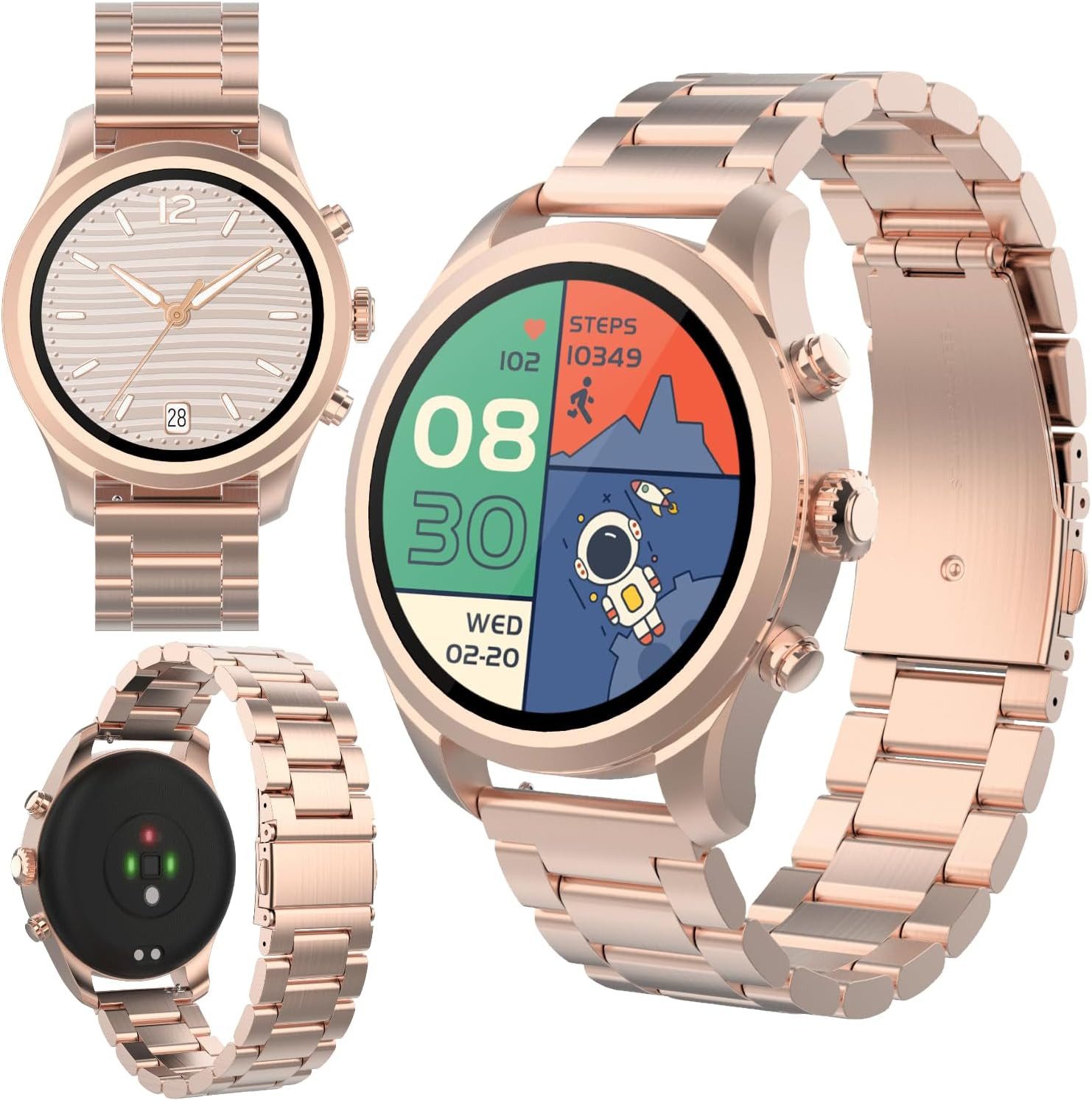 Forever SW-800 Smartwatch (3,3 cm, android ios), Smartwatch mit 1.3" AMOLED Display, Fitnessfunktionen