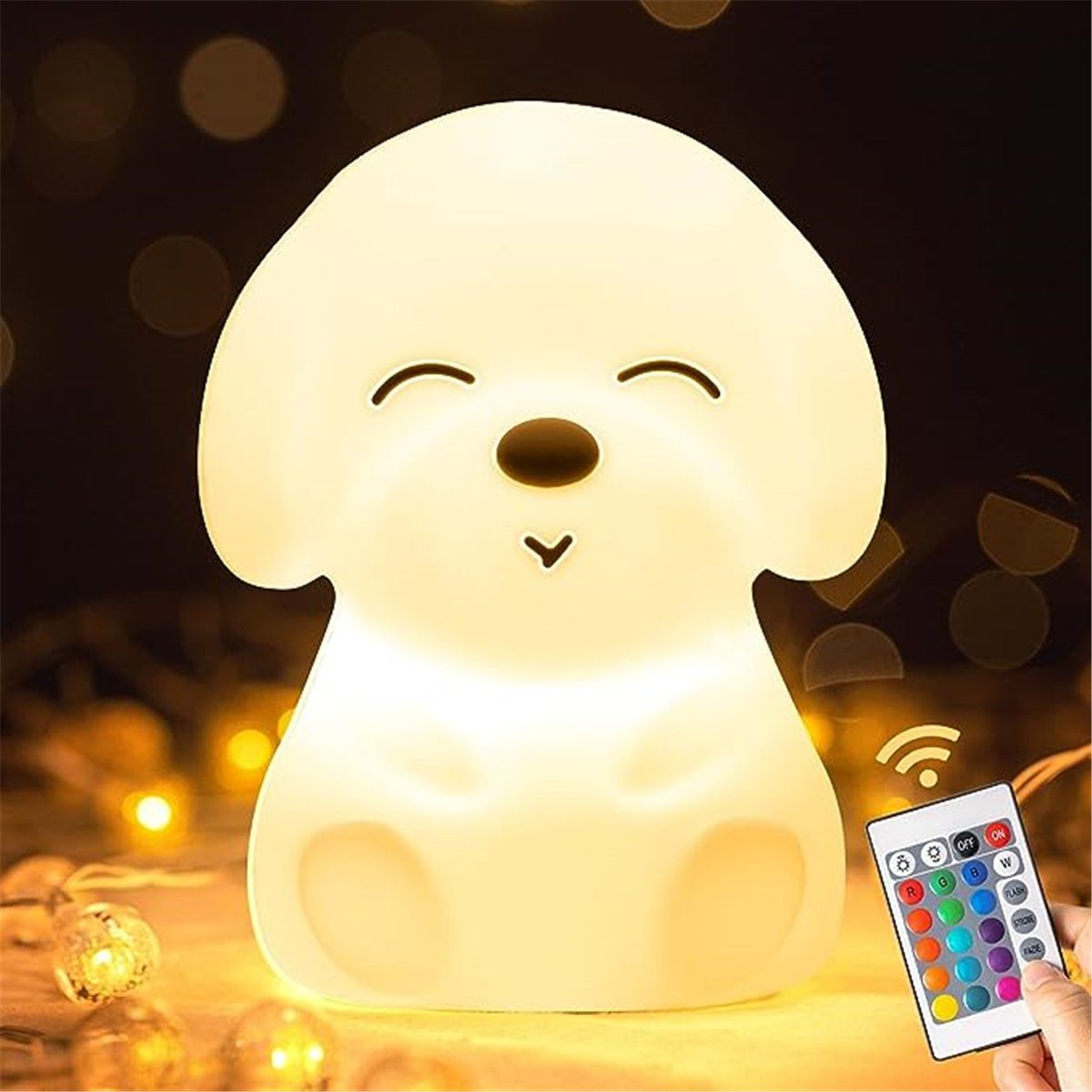 Die Sterne LED Nachttischlampe 16 Farben Kawaii Kinder-Hunde-Baby-Nachttischlampe