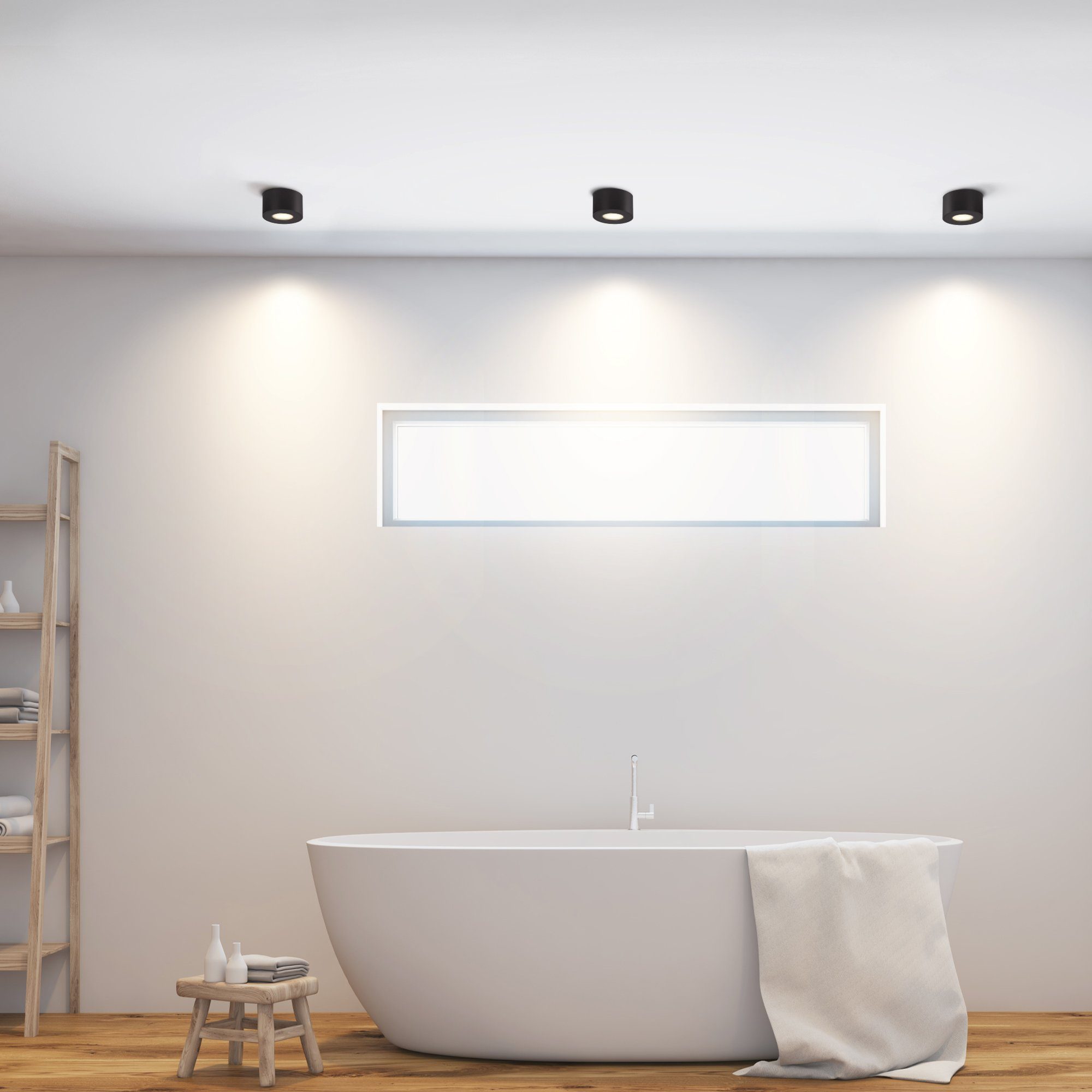 SSC-LUXon Aufbauleuchte CELI-1 Aufputzleuchte Modul schwarz Aussen Bad LED IP44 fuer 5W, mit & Warmweiß