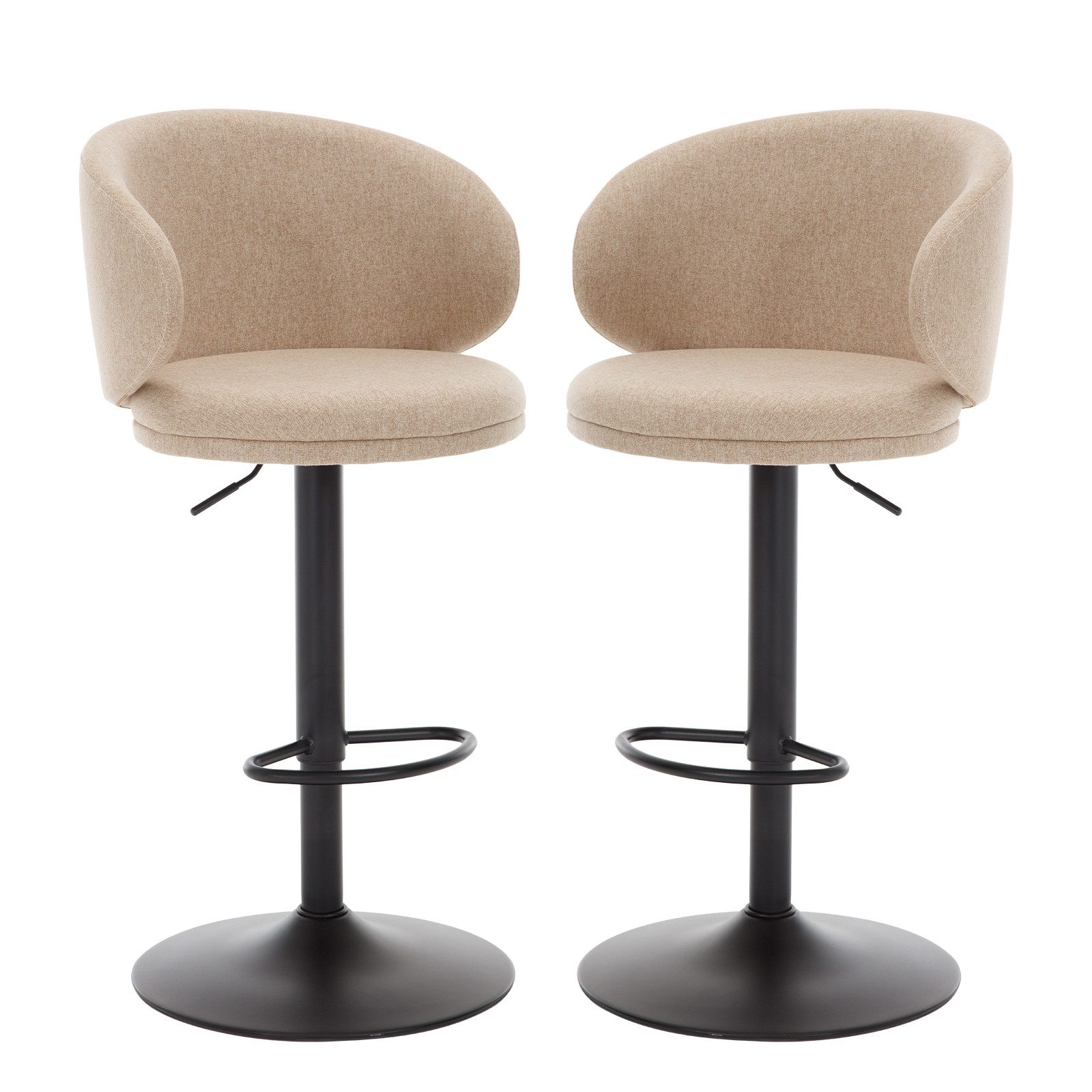 WAHSON OFFICE CHAIRS Barhocker Leinen Tresenhocker Drehbar Höhenverstellbar Barstuhl mit Lehne (2 St)