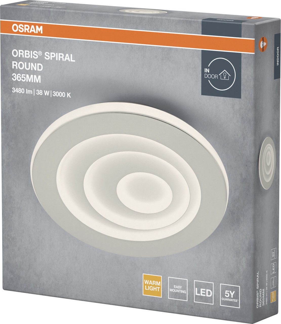 Osram Deckenleuchte Osram LED Deckenleuchte Orbis Spiral Round weiß Ø, Inkl. Leuchtmittel, Nicht dimmbar ohne Bewegungsmelder