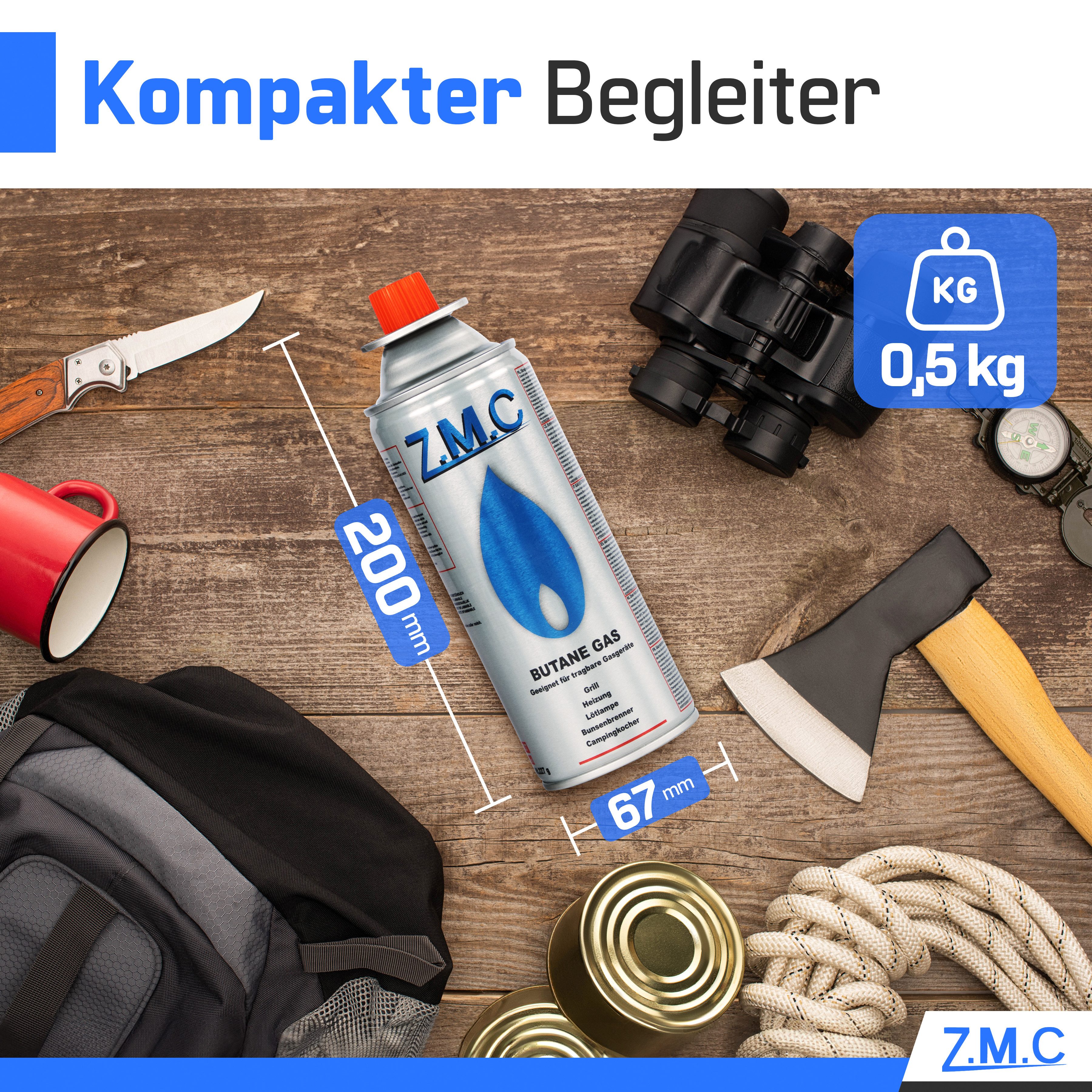 ZMC Gaskartusche Butan Gas Kartusche 227g Butangas Gaskartusche Silber, Zubehör für Gaskocher Campingkocher Brenner Gasheizung Gasbrenner, 12 St., MSF-1a Gaskar – Bild 5 von 5