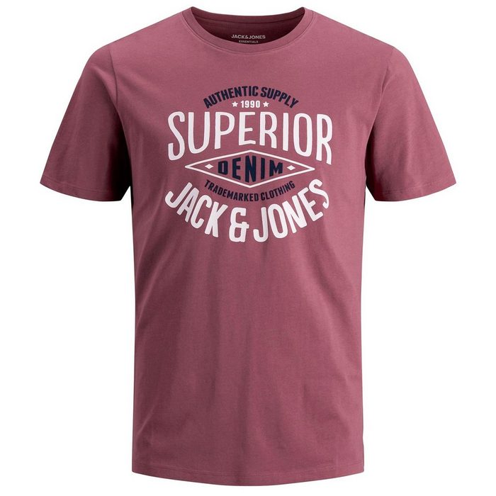 Jack & Jones Rundhalsshirt Jack & Jones Herren Logo T-Shirt große Größen altrosa