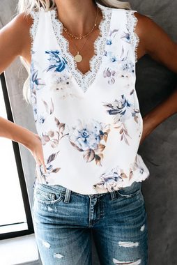 Opspring Blusentop Damen-T-Shirt mit Flügelärmeln Sommer-Tanktop schlicht lässig Blusen