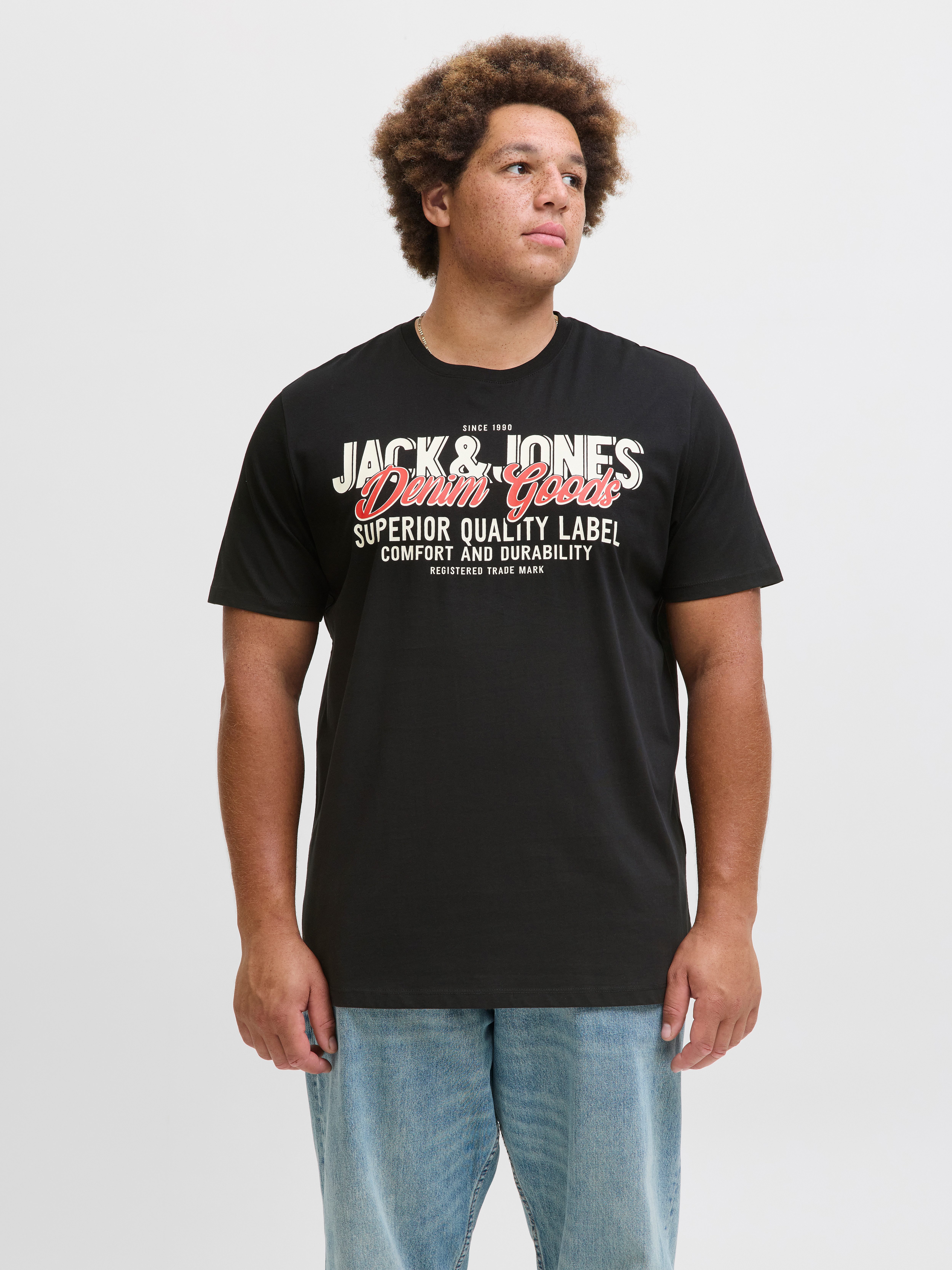 Jack & Jones PlusSize T-Shirt JJELOGO TEE SS 2 COL AW25 3PK MP PLS (Packung, 3-tlg)