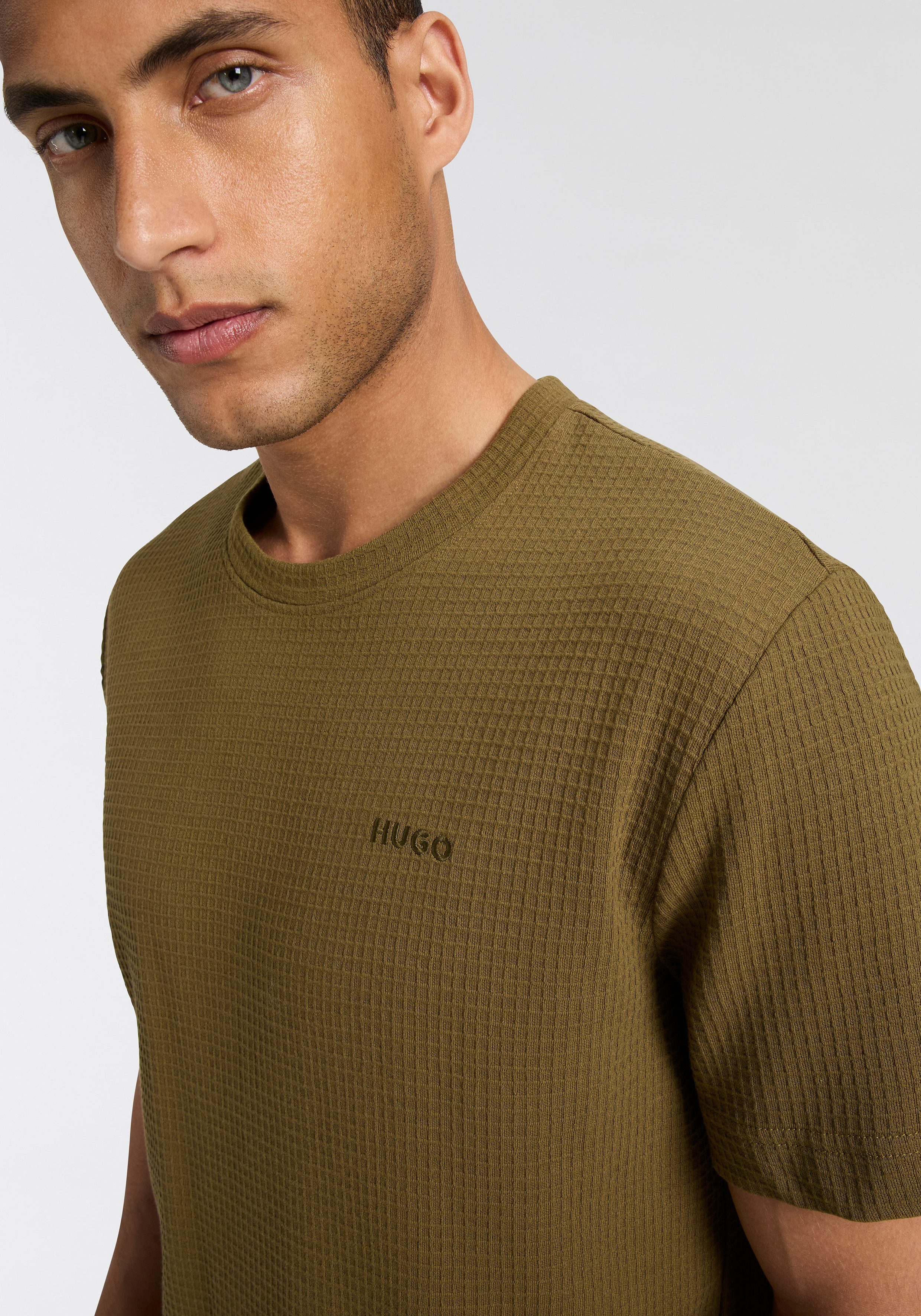 HUGO T-Shirt,Austin T-Shirt Waffelstruktur und Logo-Stickerei