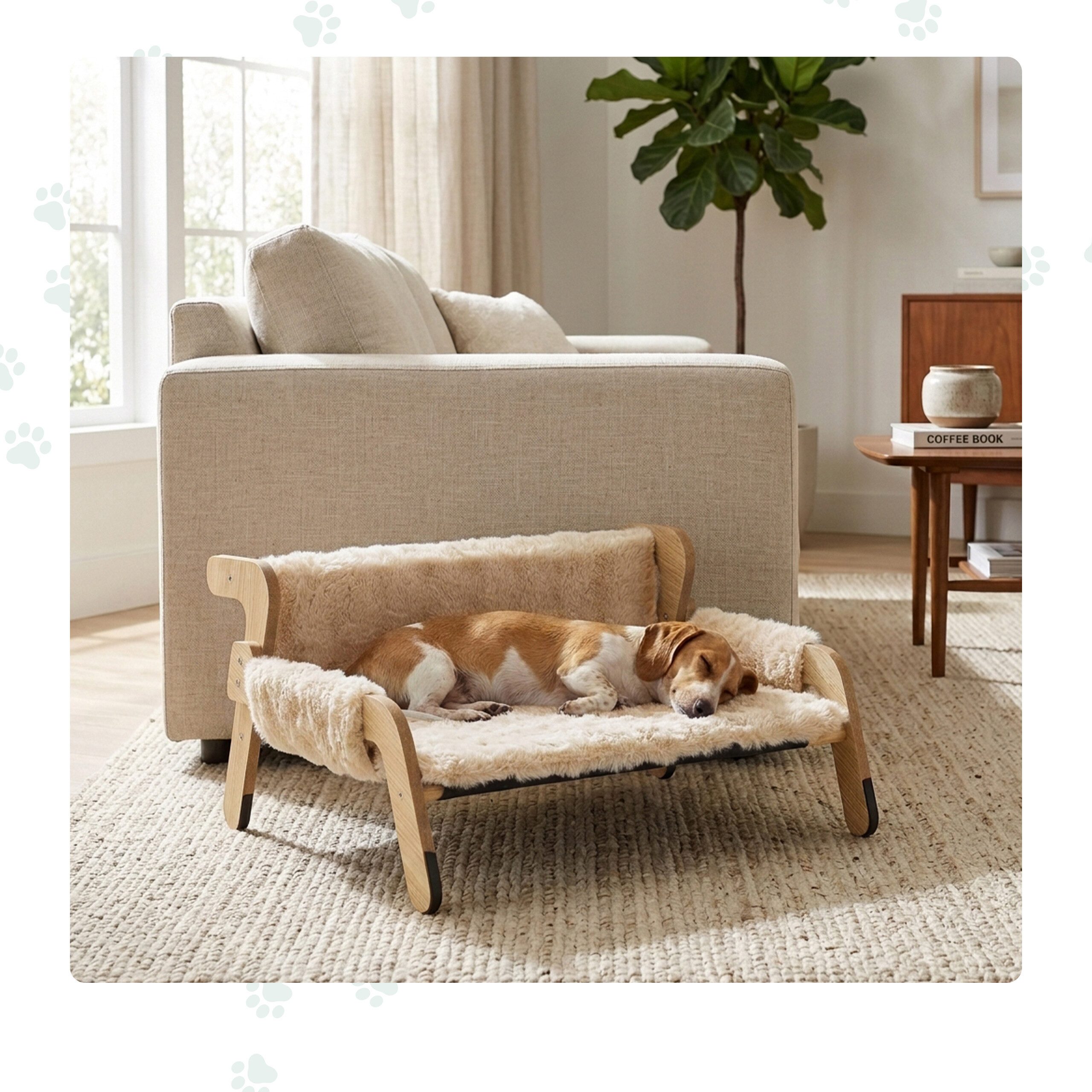 relaxdays Tierbett Erhöhtes Katzenbett mit Plüsch, Polyester-Plüsch, Beige – Bild 3 von 5