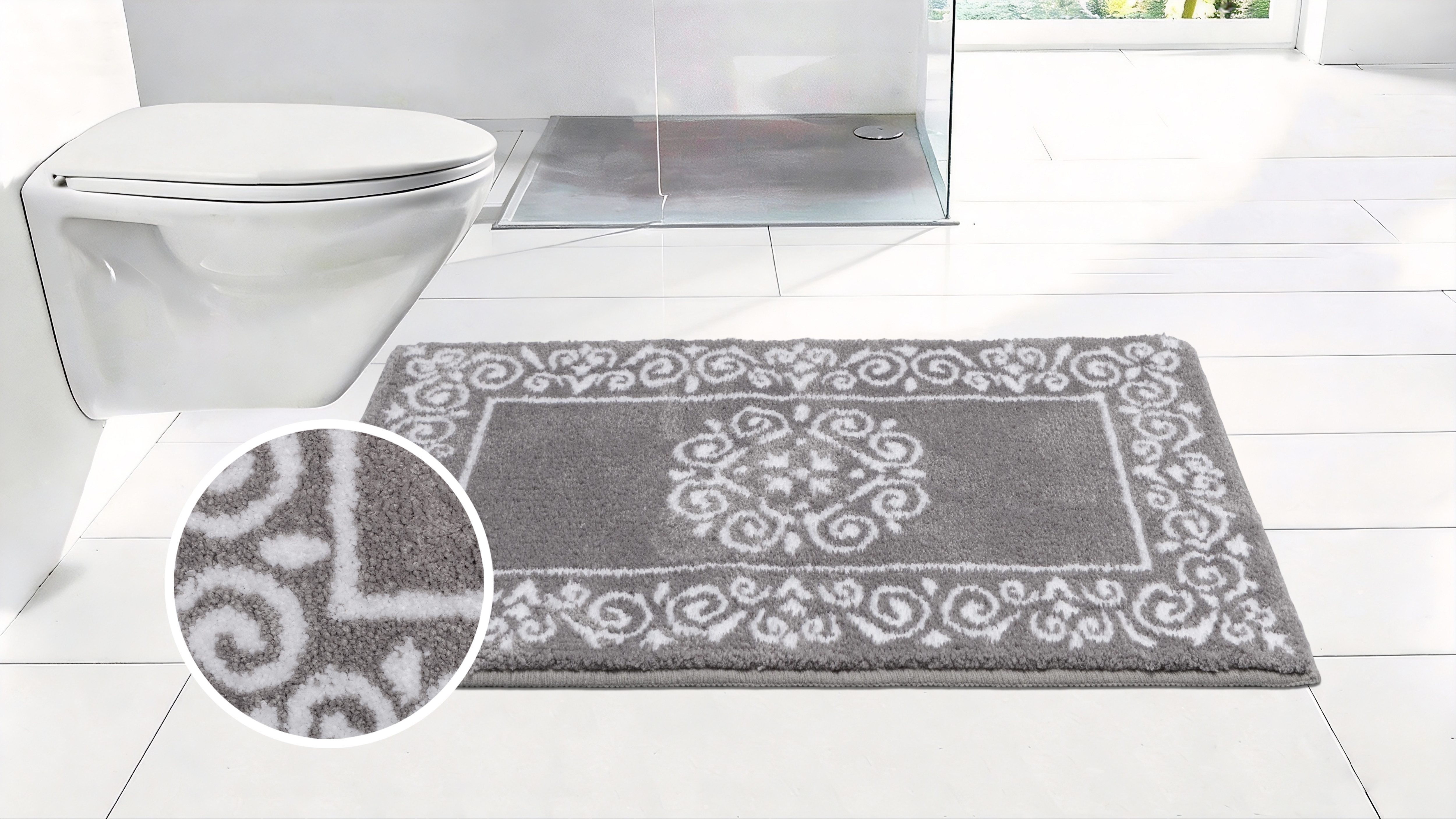 OTTO home Badematte Dafna, Badteppich, Badvorleger, Badezimmer Teppich, Höhe 12 mm, rutschhemmend beschichtet, schnell trocknend, fußbodenheizungsgeeignet, Polyester, rechteckig, Orient-Optik, Vintage Design
