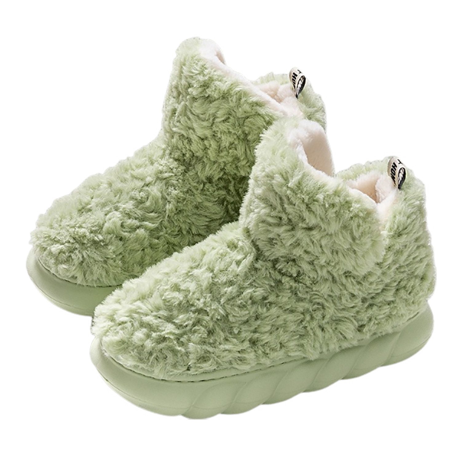 Plüsch Gefüttert Hausschuhe Stiefel Warme Hüttenschuhe Hausstiefel Hausschuh