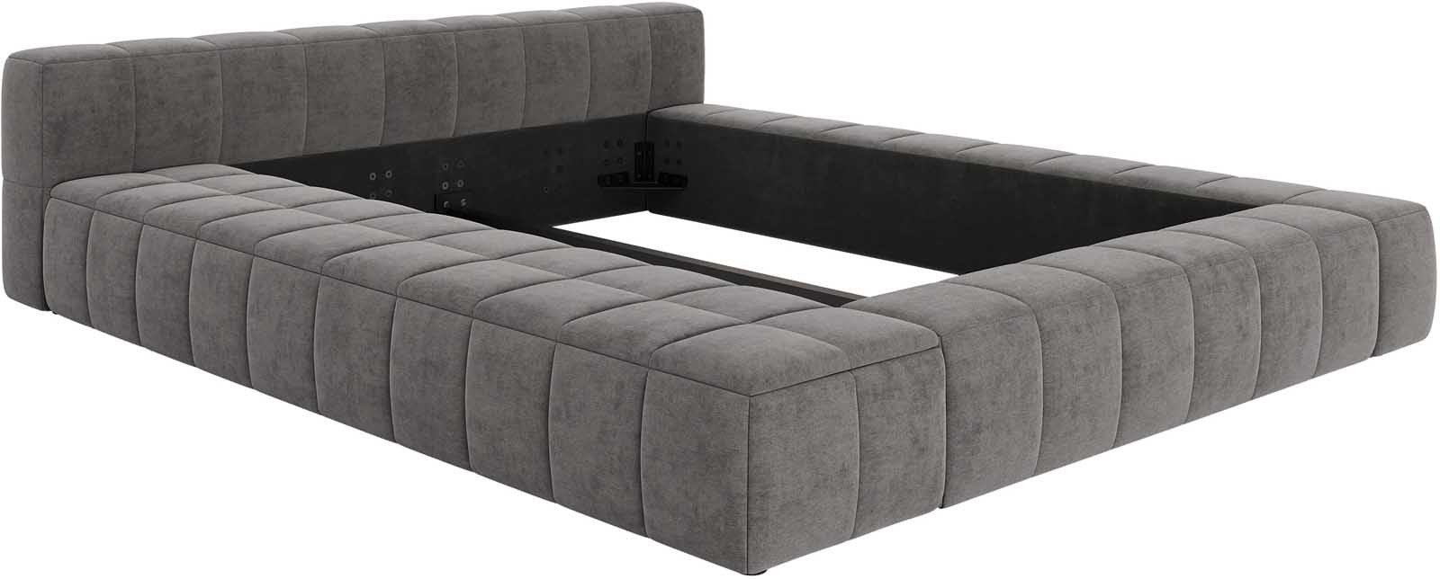 DELIFE Polsterbett Espazio, Mikrofaser Grau 140x200 cm mit Stauraum