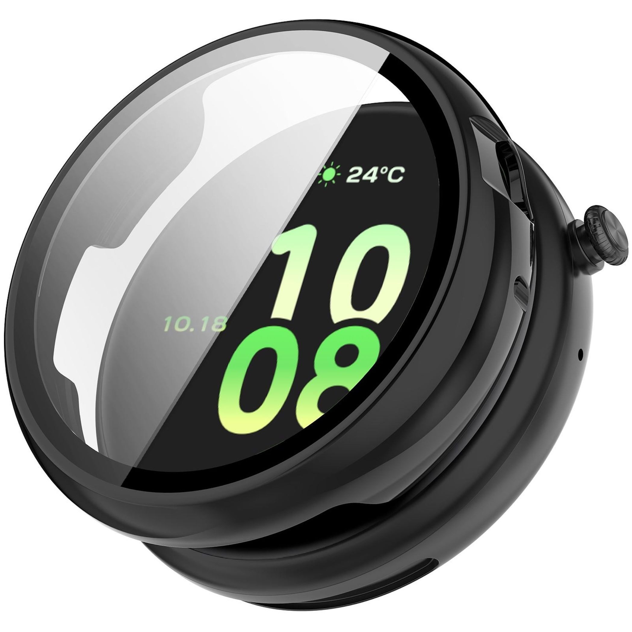 Wigento Smartwatch-Hülle + Schutzglas für Honor Watch Fit Full Cover PC Schutz Gehäuse Schwarz, Schutzhülle aus PC + Hart Glas für Rundumschutz