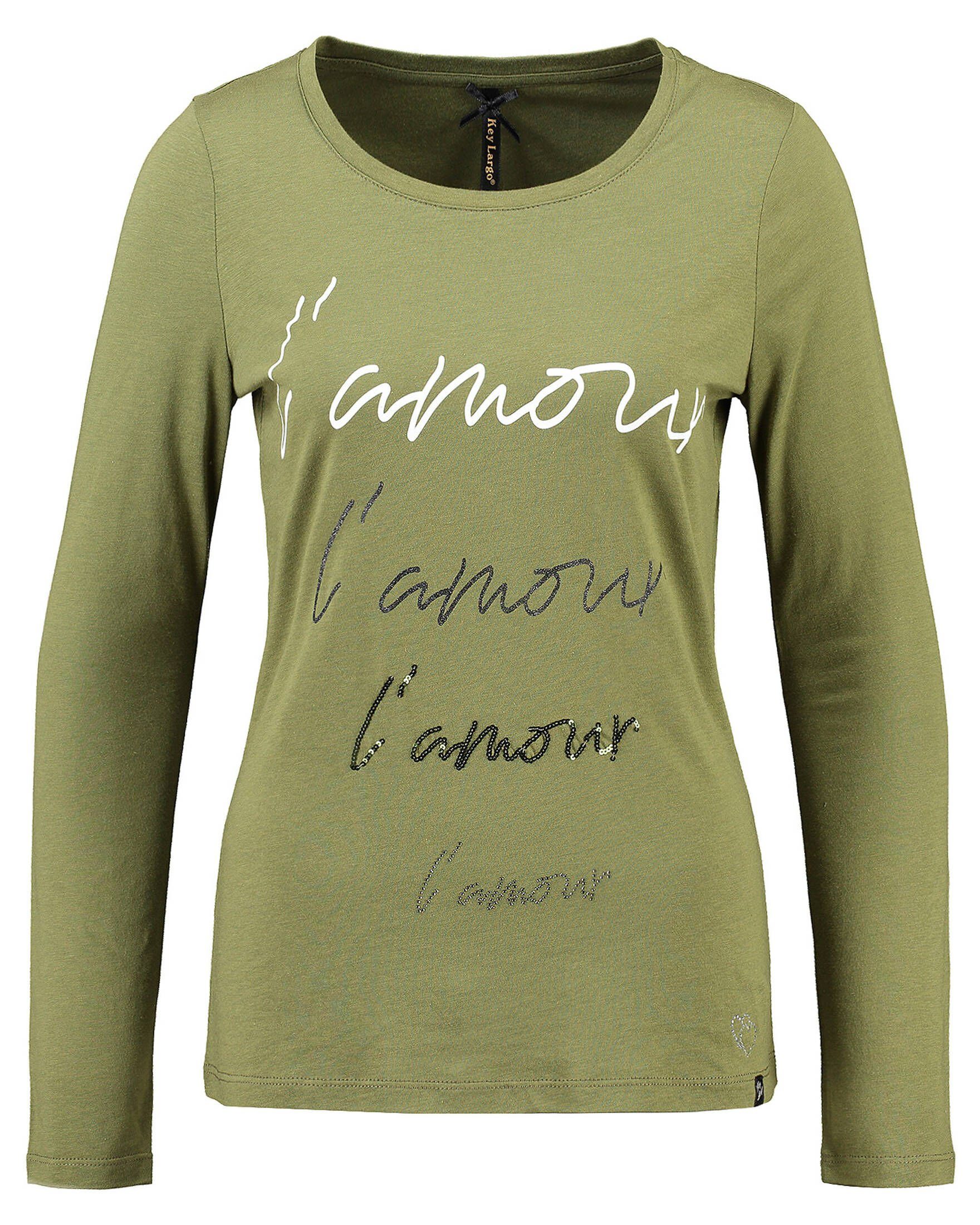 Largo T-Shirt Damen Shirt PARIS (1-tlg) (44) ROUND WLS khaki Key Langarm