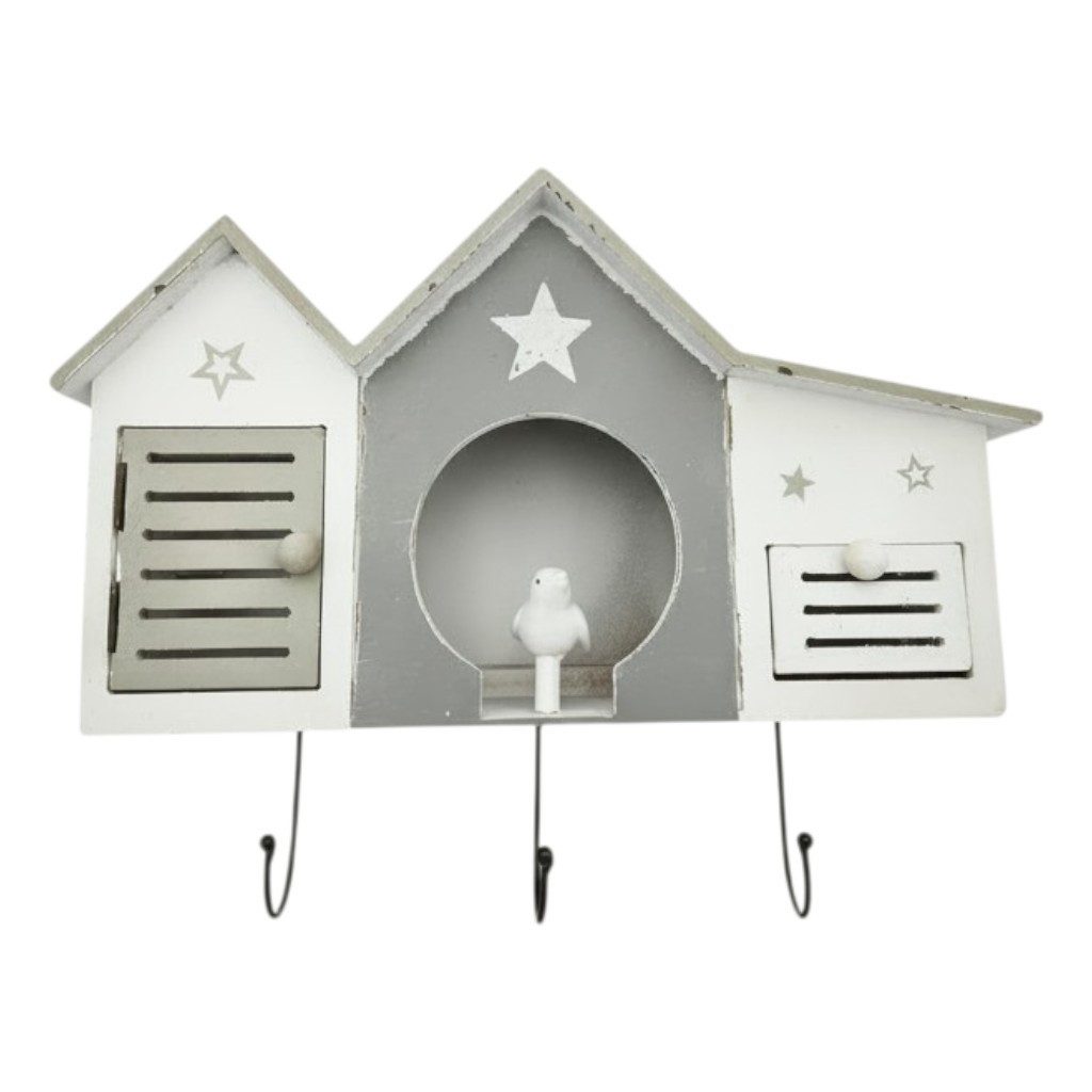 Meinposten Wandgarderobe weiß Shabby Landhaus – 3 Haken, 1 Schublade Flurgarderobe (1 St)