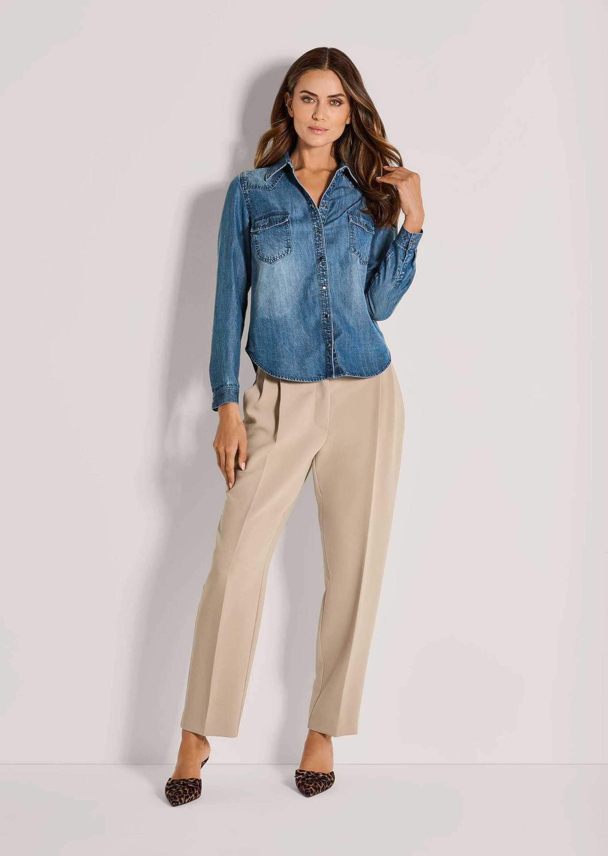 MADELEINE Langarmbluse Lässige Denim-Bluse mit Hemdkragen Langarmbluse mit günstig online kaufen