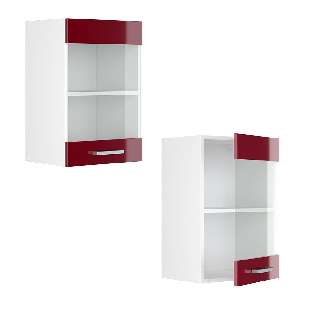 Vicco Glashängeschrank R-Line, Rot Hochglanz/Weiß, 40 cm (1-St)