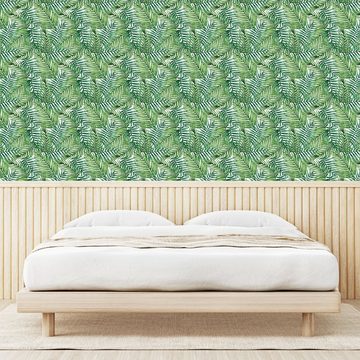 Abakuhaus Vinyltapete selbstklebendes Wohnzimmer Küchenakzent, Blatt Botanischer Wilde Palmen