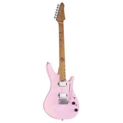 J & D E-Gitarre, DX-100 E-Gitarre, Bubblegum Pink, Ergonomischer Korpus, Roasted Maple Neck, Custom Humbucker, 2-Point Tremolo, Satin Finish, DX-100 E-Gitarre, Bubblegum Pink, Roasted Maple Neck