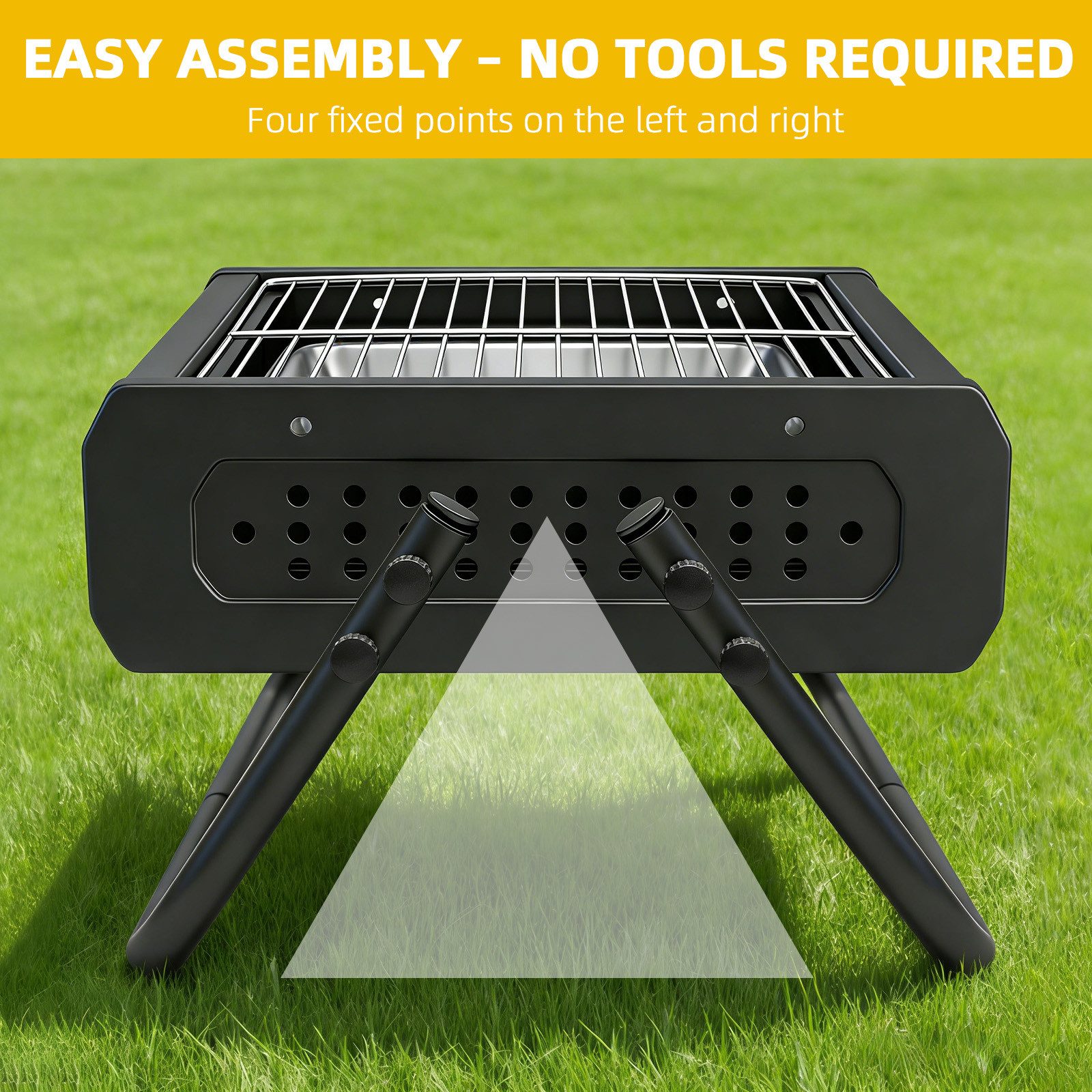 SunJas Holzkohlegrill K-CA27 Klappgrill Tischgrill Grillfläche: 44cm*30.5cm, Campinggrill Picknickgrill Kleiner Grill, Standgrill BBQ Grill für Garten, Terrasse & Camping