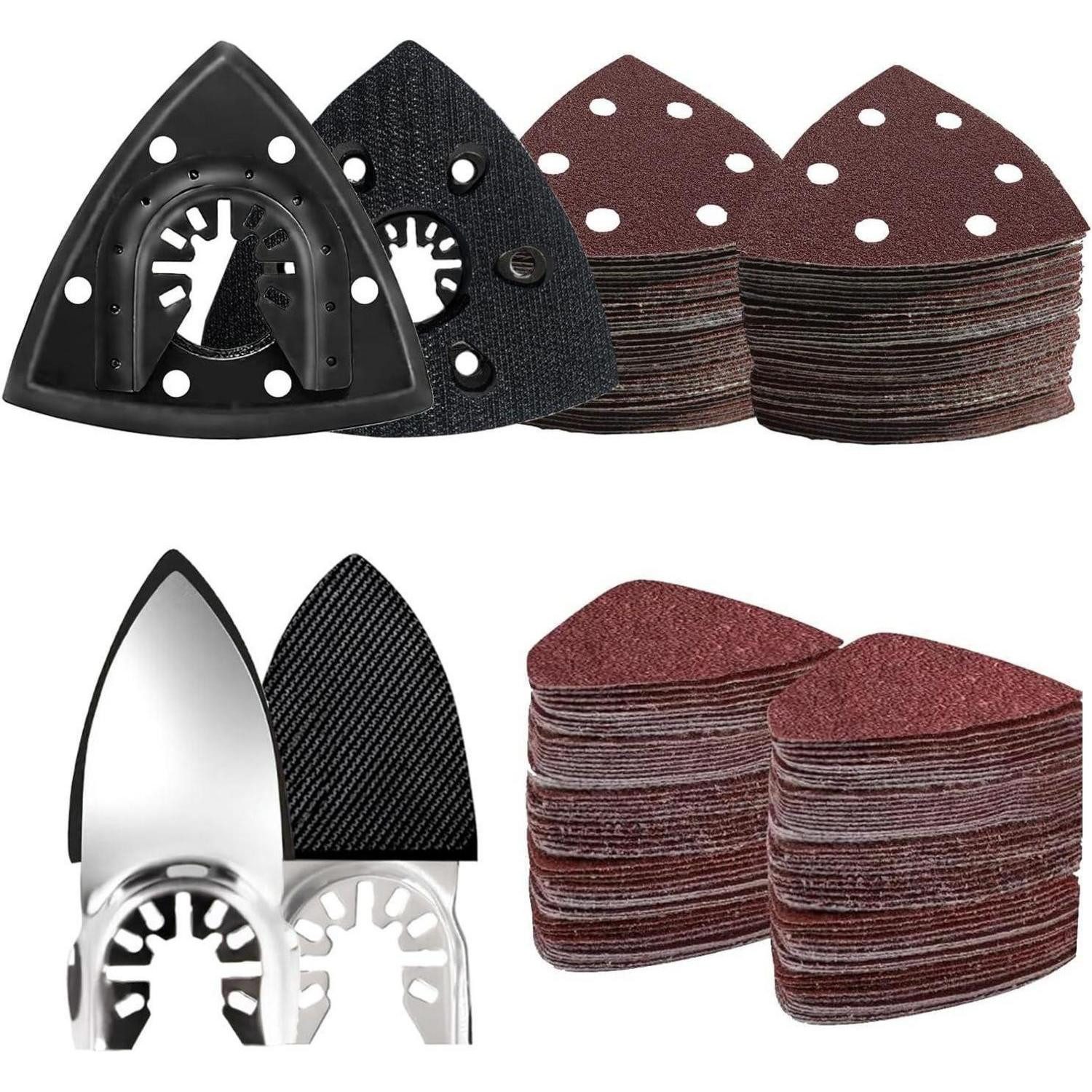 LuxusKollektion Delta-Schleifplatte Schleifpapier 127tlg Multitool Sägeblätter Set 93mm 90mm Polieren