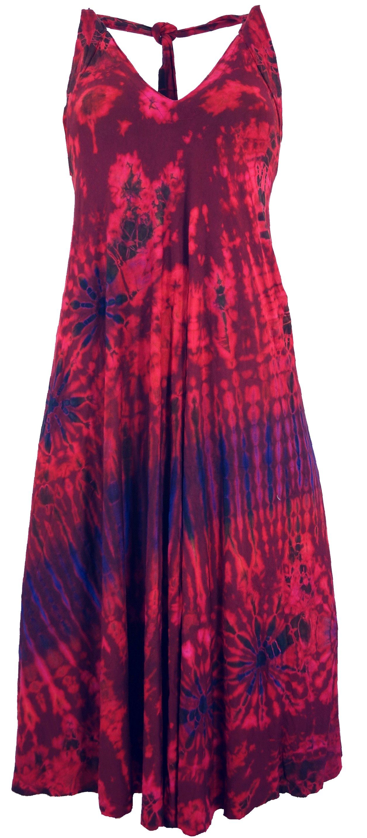 Guru-Shop Midikleid Rückenfreies Unikat Batik Midikleid, Neckholder.. alternative Bekleidung