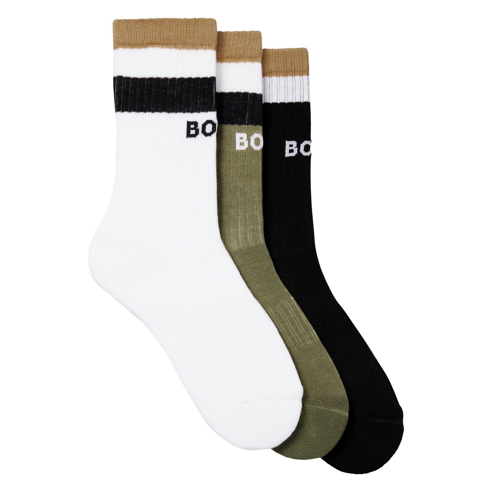 BOSS Businesssocken 3 Paar QS Rib Iconic CC (3-Paar) mit Logo und Streifen