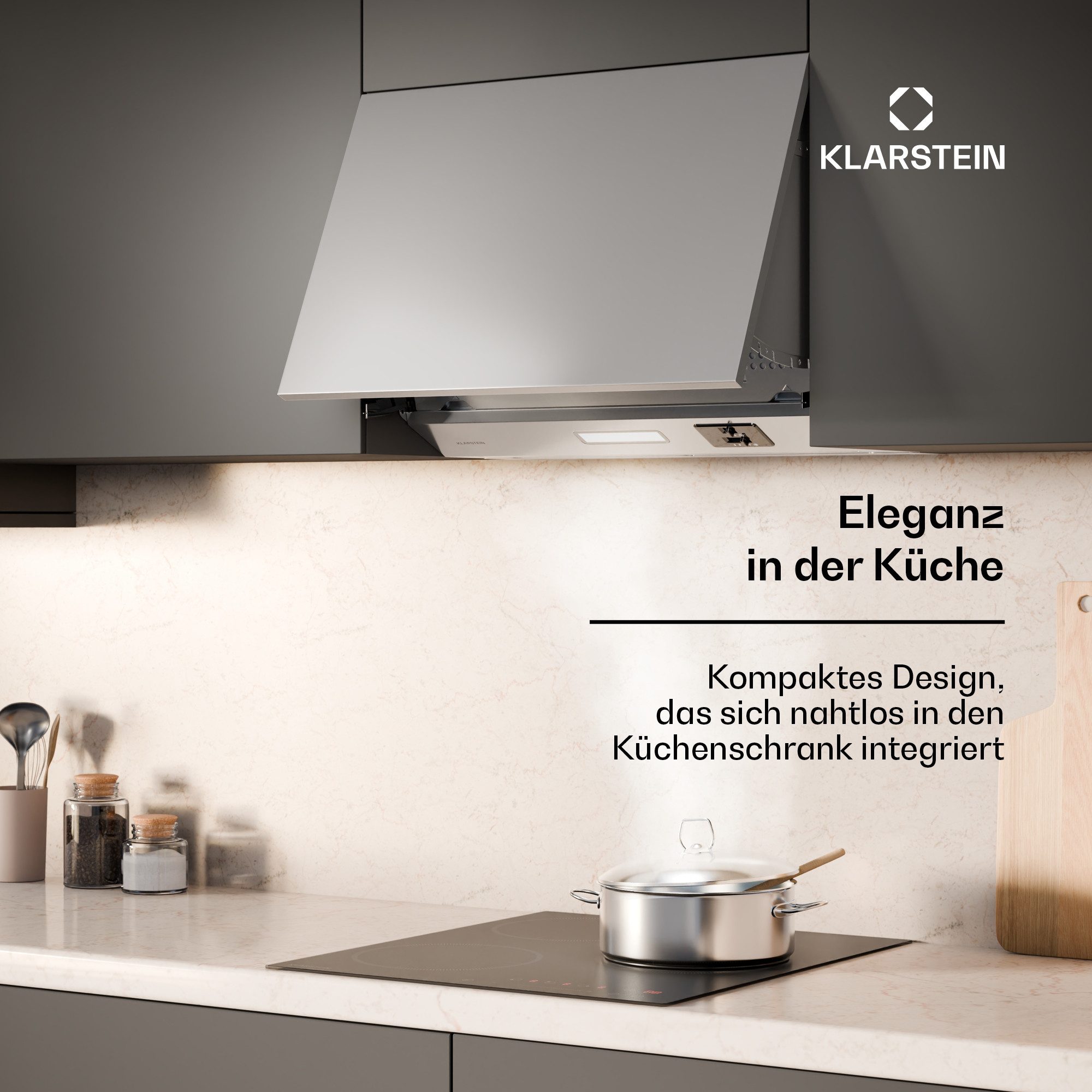 Klarstein Deckenhaube SwiftSquare SwiftSquare, Dunstabzugshaube Abzughaube Abluft Umluft LED