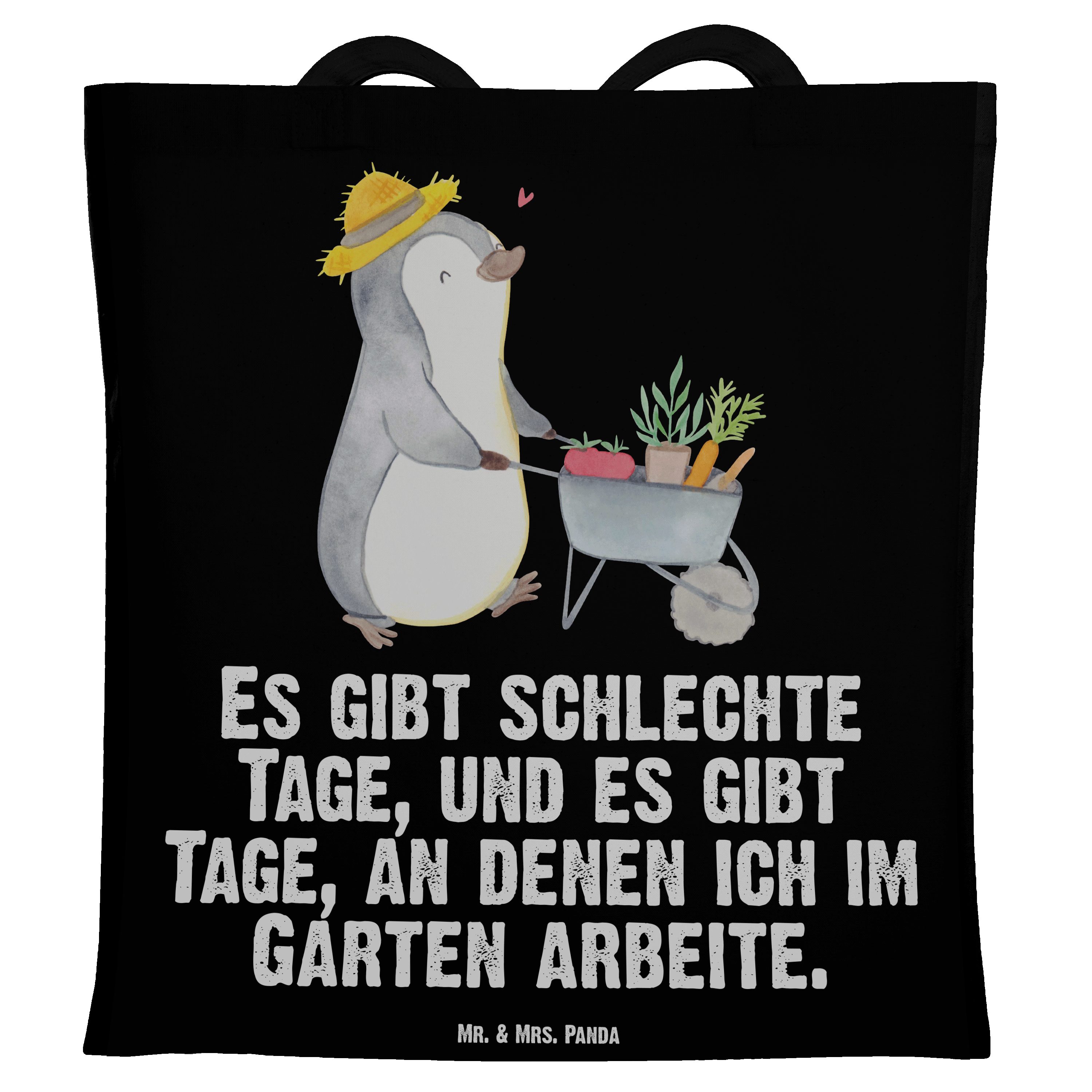 Mr. & Mrs. Panda Tragetasche Pinguin Gartenarbeit Tage - Schwarz - Geschenk, Gartenpflege, Beutelt (1-tlg)