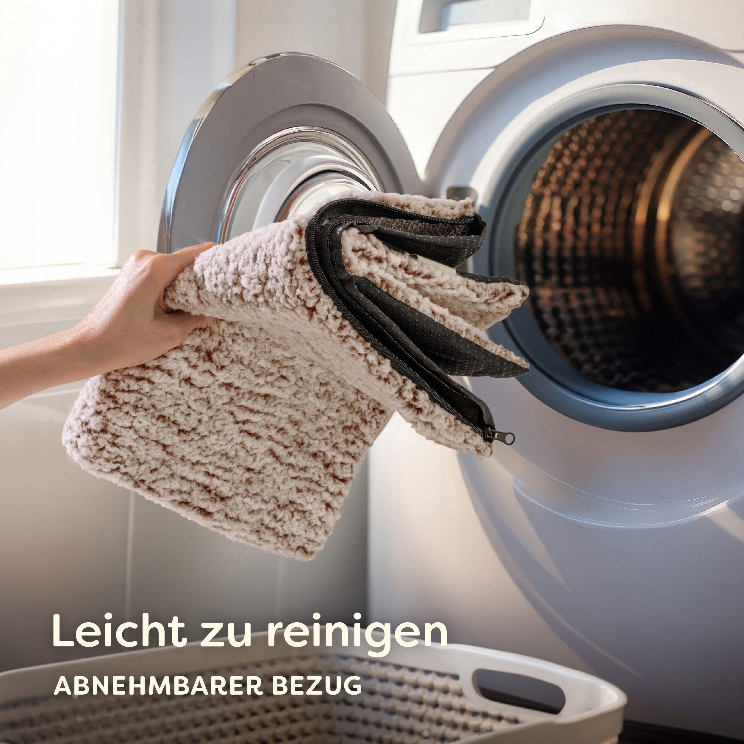 Knupis Tierdecke Selbstheizende Haustierdecke Grau 60x45cm, rutschfest & waschbar, Weich & kuschelige Katzendecke - Geräuschdämpfung - Waschbarer Bezug – Bild 5 von 5