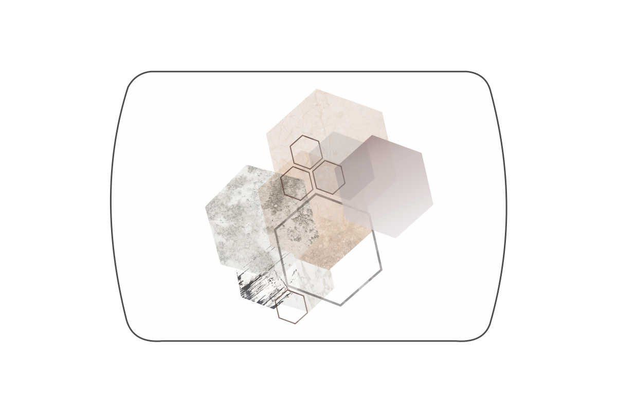 Rodnik Esstisch TG, Motiv: Geometrie, mit ausziehbar ESG-Glasplatte