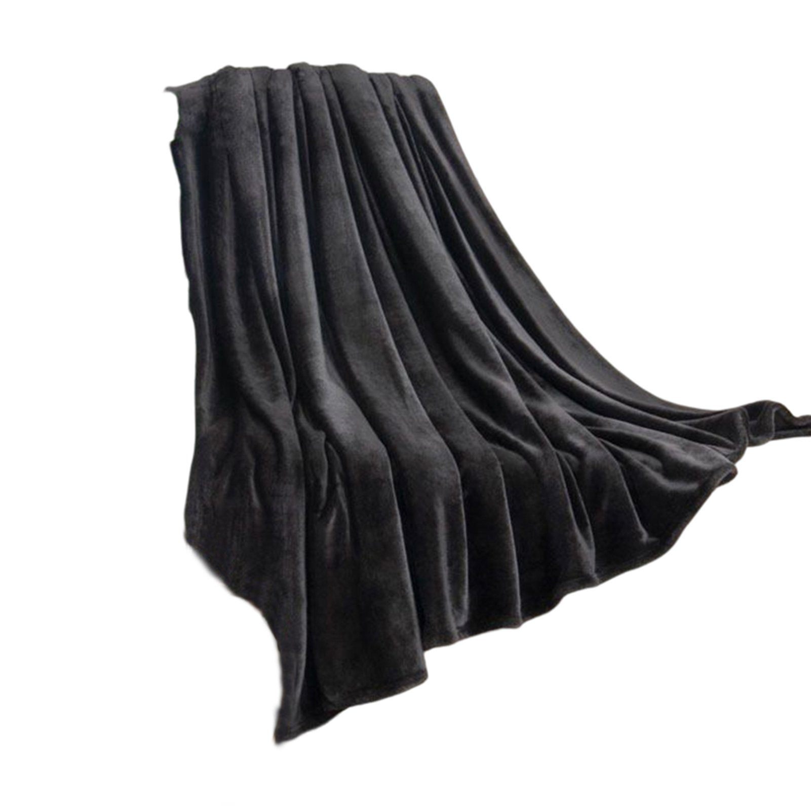 Wohndecke black Einfarbige Blusmart Doppelseitige Waschlappendecke, Fleece-Bettlaken, Verdickte