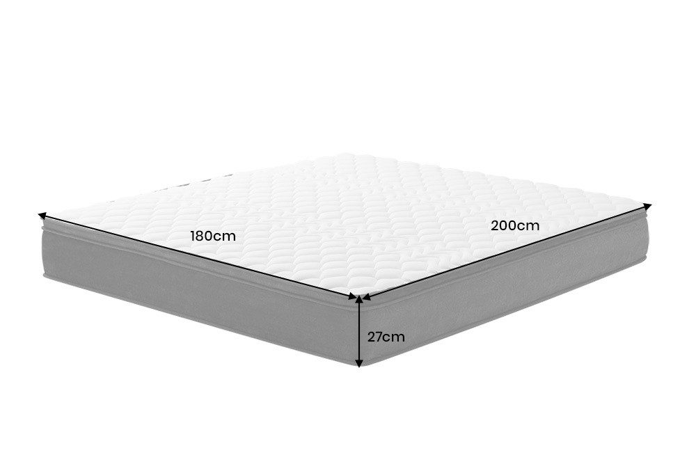 Taschenfederkernmatratze CLOUD FLEX 180x200cm weiß/dunkelgrau - Federkern, schmutzabweisend, riess-ambiente, 27 cm hoch, (Einzelartikel), Schaumstoff, gleichmäßiges Liegegefühl, nässeabweisend, Härtegrad H4