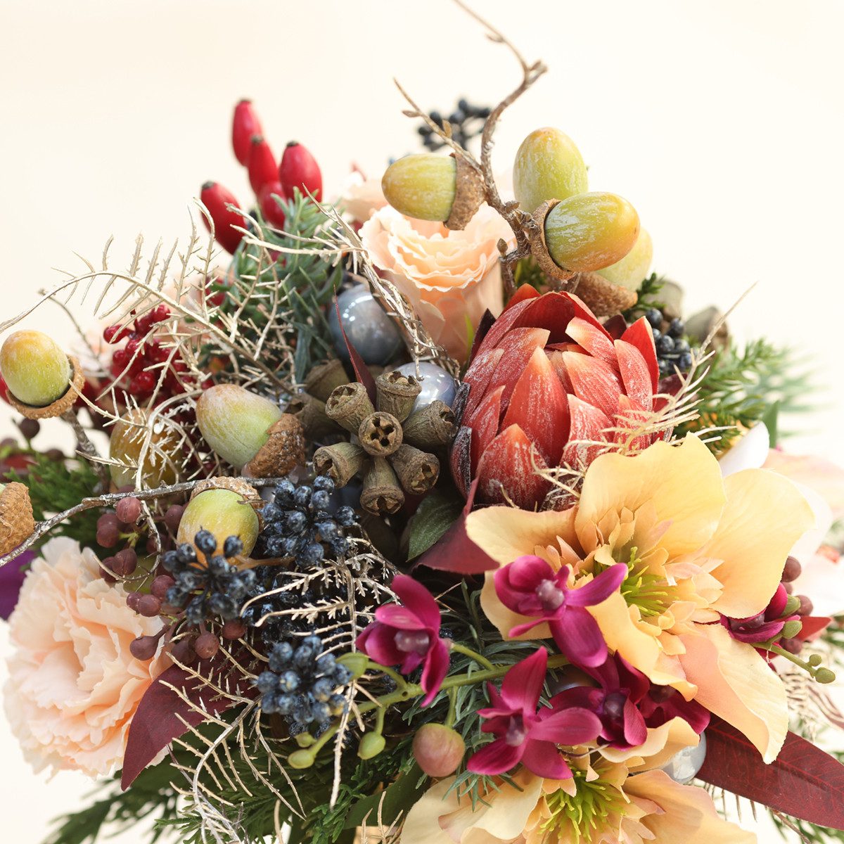 Kunstblume Deko Protea Kunstblumen Rotorange 34cm 3St für exotische Deko, V günstig online kaufen