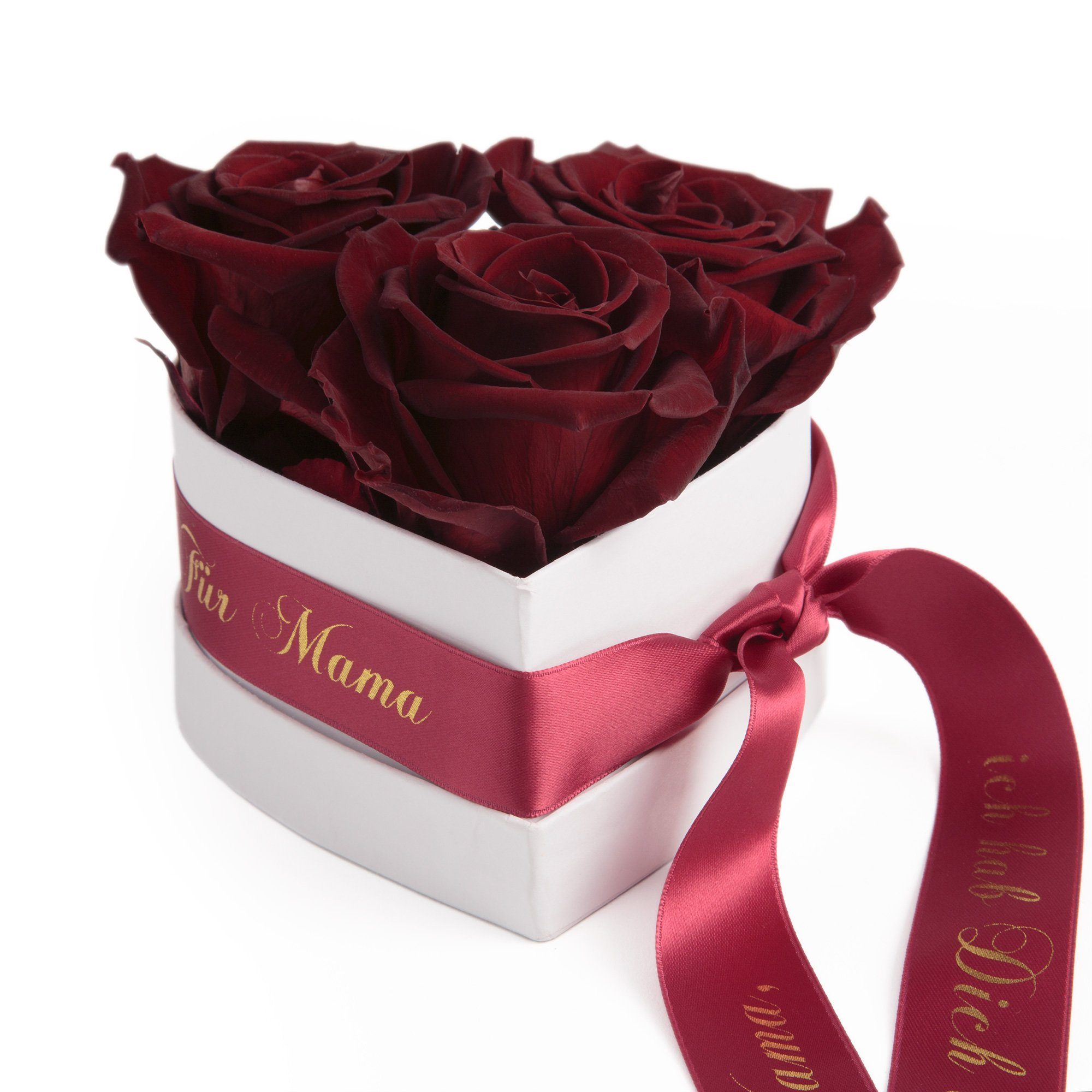 haltbar Herz zu Jahre Burgundy SCHULZ Rosen ROSEMARIE hab cm, 3 Geschenk 3 Dich Rosen Mama, lieb Infinity Höhe ich Rose, Rosenbox 10 echte bis Kunstblume Heidelberg,