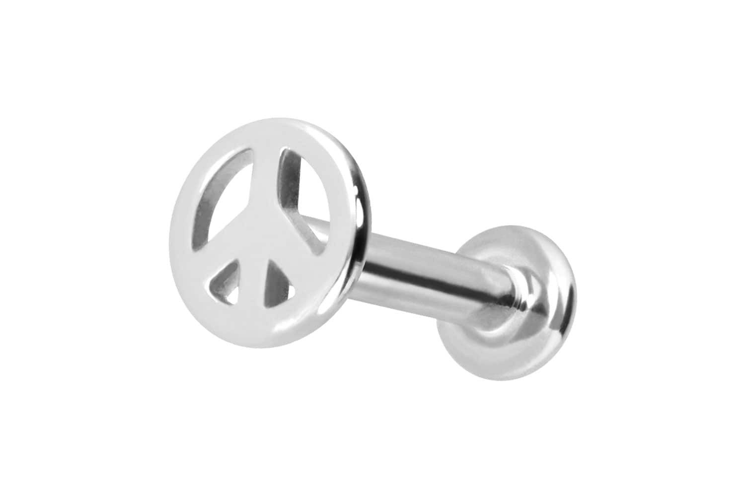 PIERCINGLINE Piercing-Set 14 Karat Gold Labret mit Innengewinde PEACE-ZEICHEN (Labrets, 1-tlg)