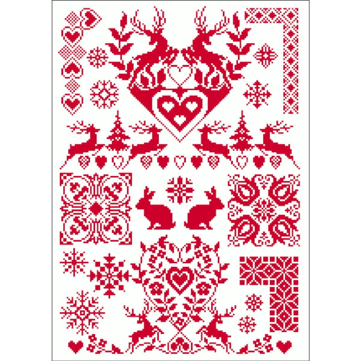 Lindner´s Kreuzstiche Kreativset Lindner´s Kreuzstiche Zählmuster Vorlage "Folklore rot", 008, (embroidery kit by Marussia)