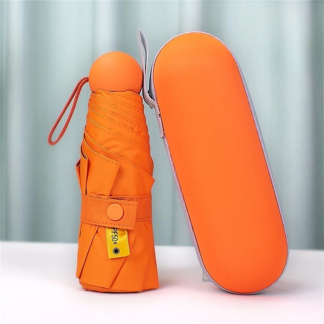 YOOdy~ Taschenregenschirm für damen unterwegs UV-Schutz sonnenschirm Regenschirm, und Mini schützt Sonnenschutz Orange klein Regen Taschenschirme vor winzig für Sonne