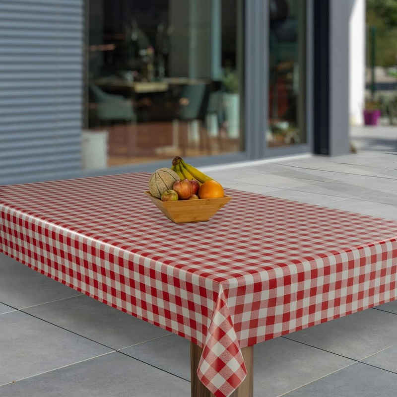 laro Tischdecke Wachstuch-Tischdecken Abwaschbar Rot Weiß Karo rechteckig
