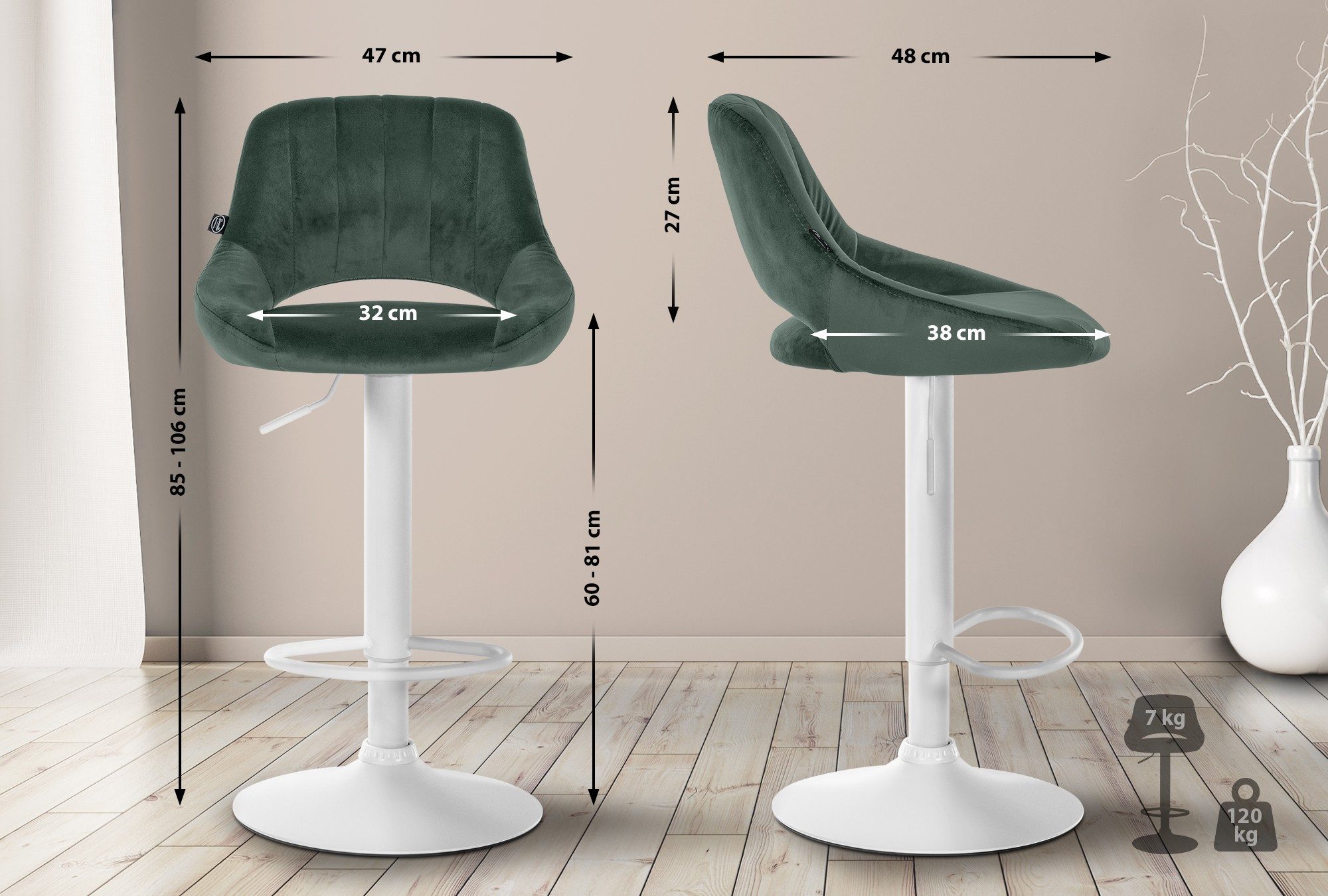 CLP Barhocker Milet Samt (2er Set, günstig online kaufen