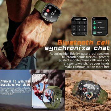 SGDDFIT Smartwatch (1,96 Zoll, Android, iOS), mit Telefonfunktion, IP68 Wasserdicht mit 100+ Sportmodi,Schrittzähler
