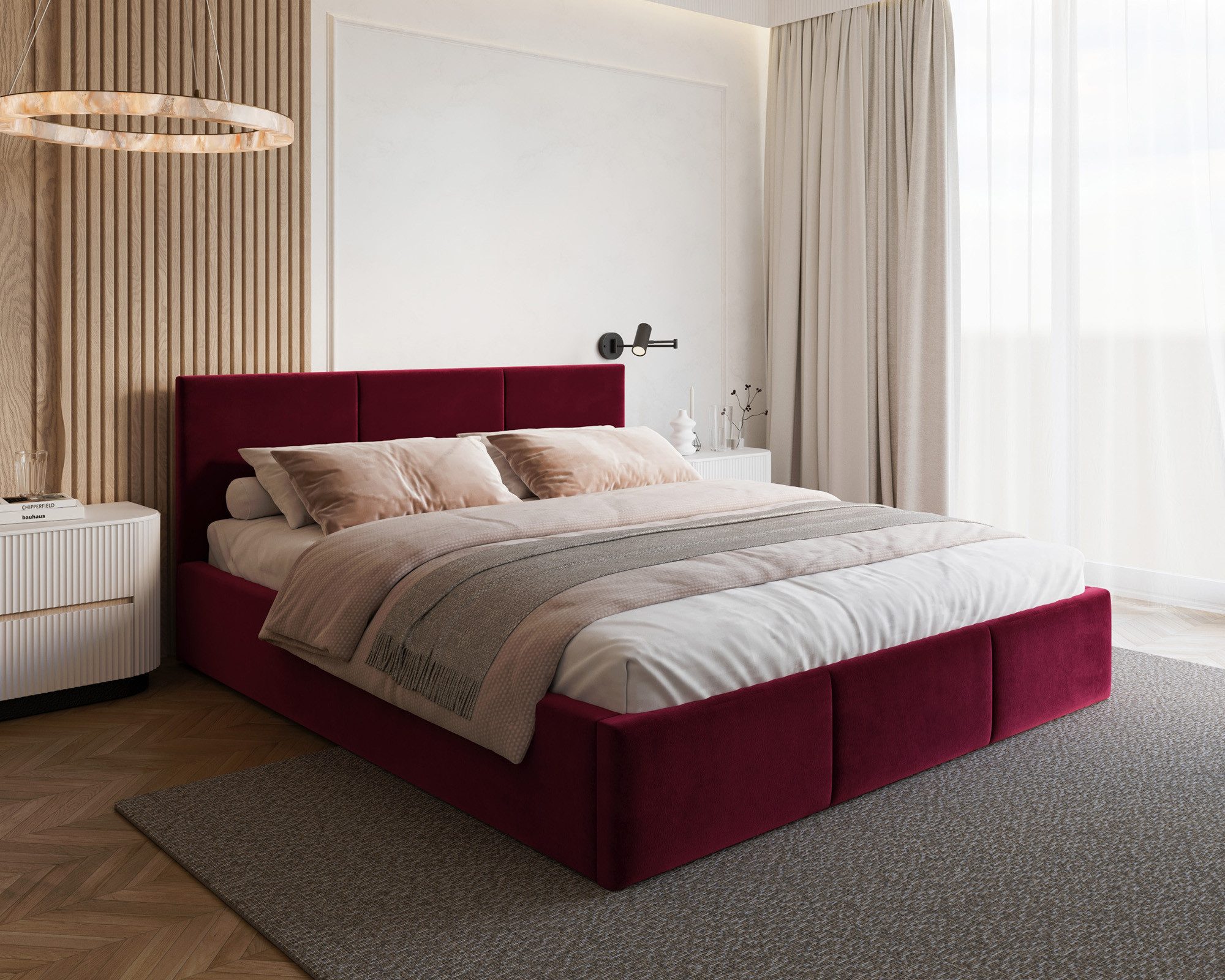 thematys Polsterbett mit Bettkasten & Lattenrost – Stauraumbett Velours 120x200–180x200 (Optional mit 28 cm H3/H4 Taschenfederkern oder 23 cm Taschenfederkern-Matratze H2)