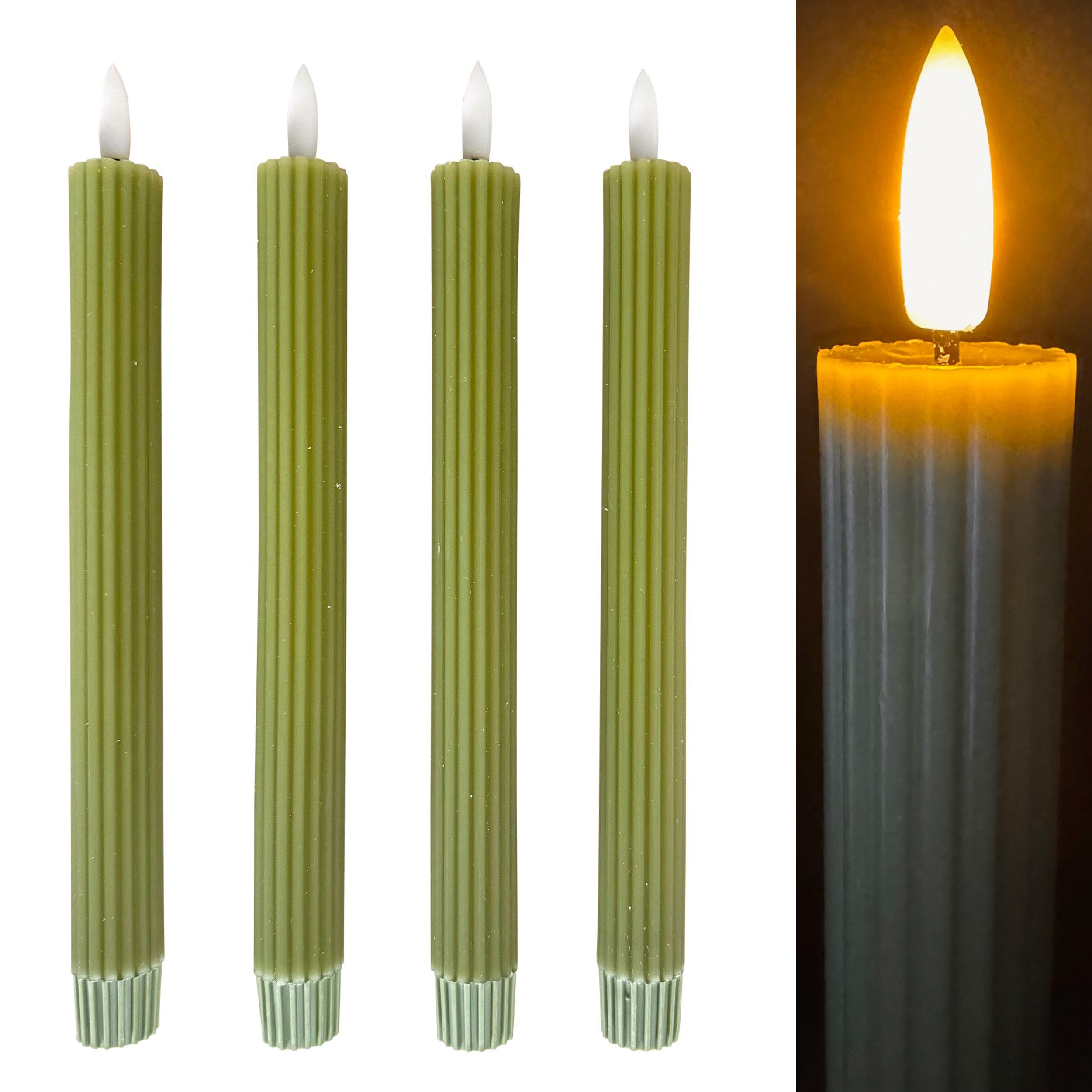 Online-Fuchs LED-Kerze 4 moderne LED Stabkerzen im Set aus Echtwachs mit Ti günstig online kaufen
