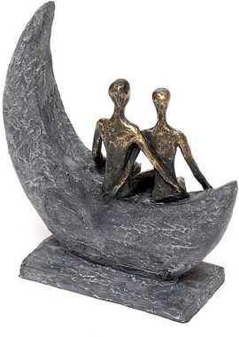 Brillibrum Skulptur Skulptur Liebespaar Mond Schaukel Polyresin Bronze Figur Statue Moon