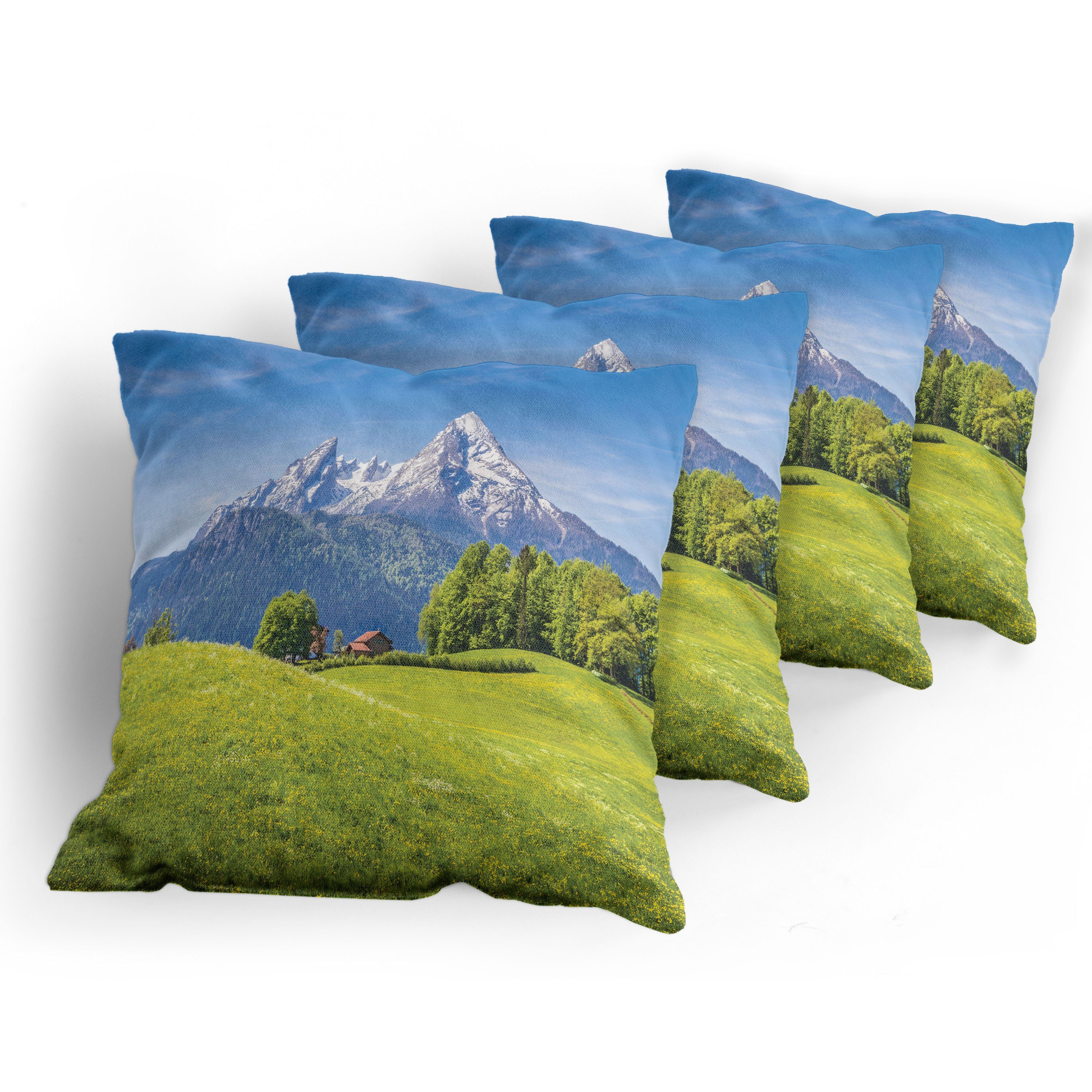 Kissenbezüge Modern Accent Alpen Doppelseitiger Flora Wiese Stück), (4 Digitaldruck, Abakuhaus mit Berg