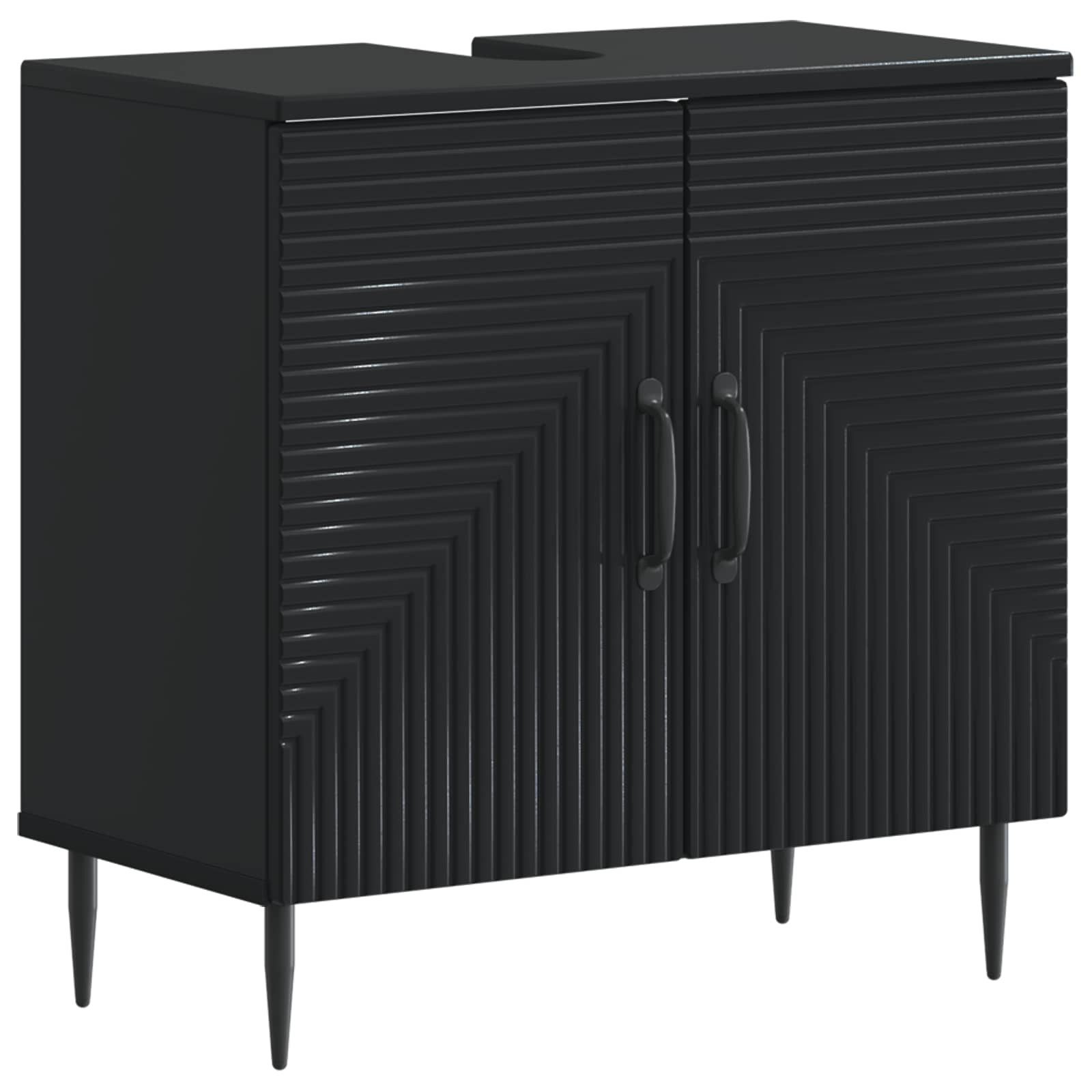 vidaXL Badezimmer-Set Waschbeckenschrank HAARLEM Schwarz 59,5 x 31,5 x 59 cm