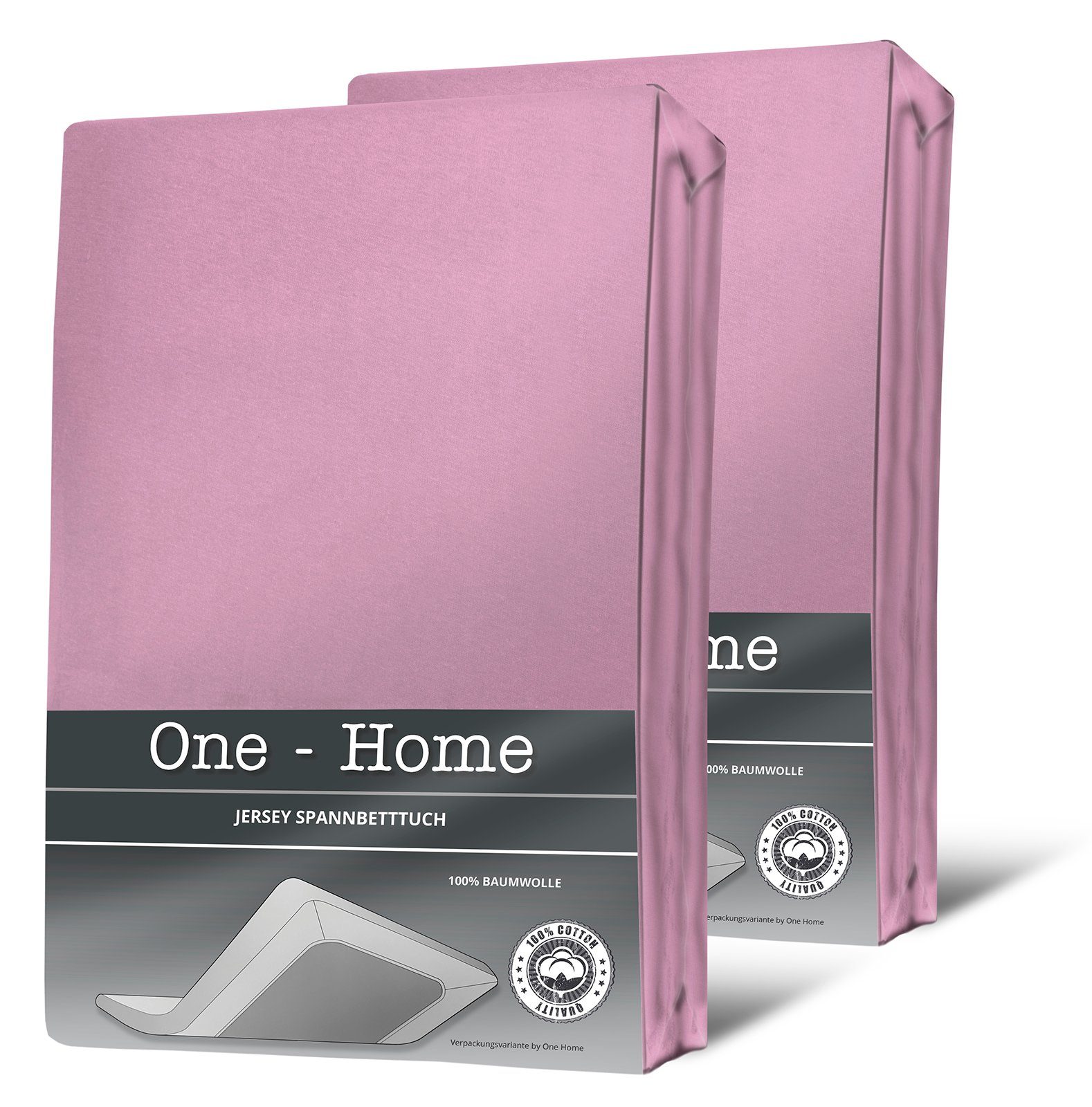 One Home Spannbettlaken Jersey, Jersey, Gummizug: rundum, (2 Stück), Double Pack mit Rundumgummizug, weich