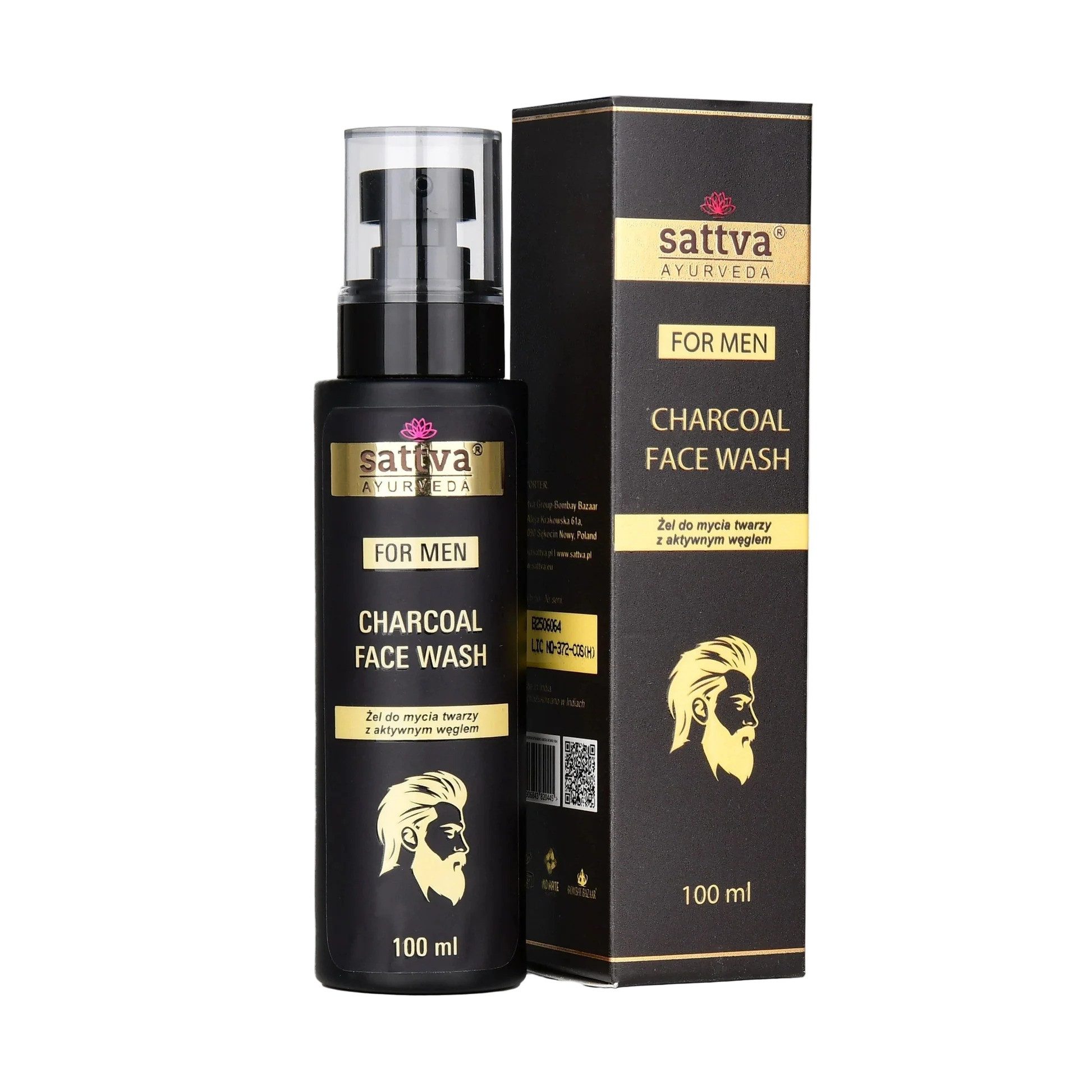 Sattva Gesichtsreinigungsgel Für Männer Charcoal Face Wash Aktivkohle-Gesichtswaschgel
