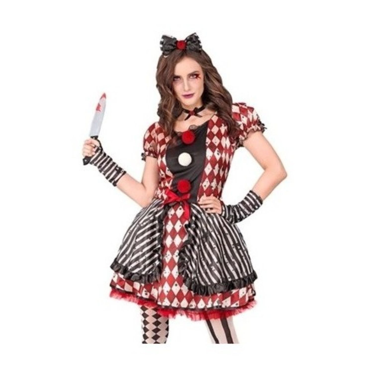 Widmann S.r.l. Clown-Kostüm Kostüm 'Harlekin Puppe' für Damen, Kleid, Haarrei